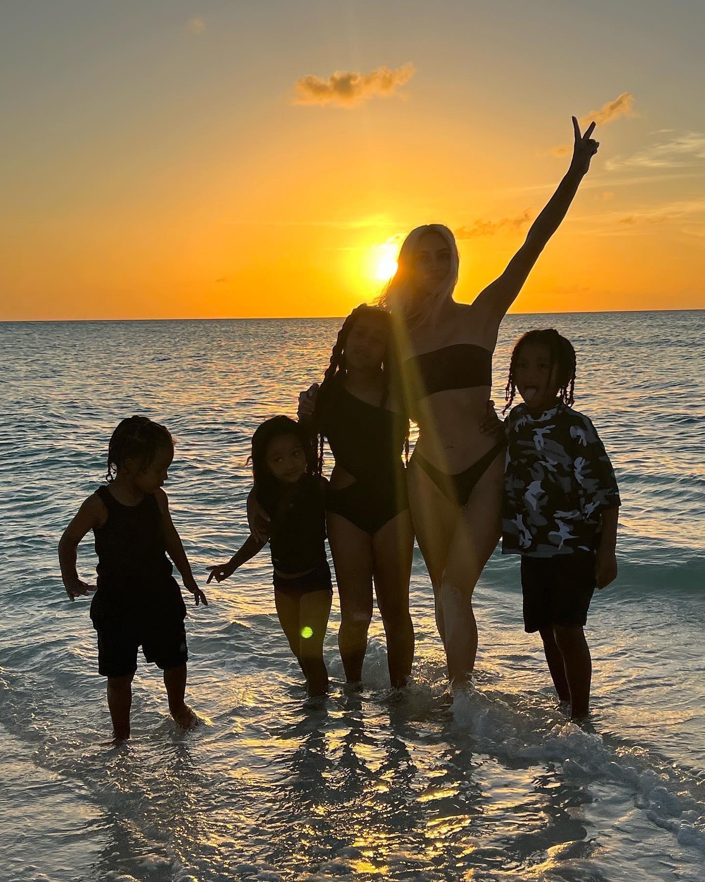 Kim Kardashian and kids in Turks and Caicos in July 2022