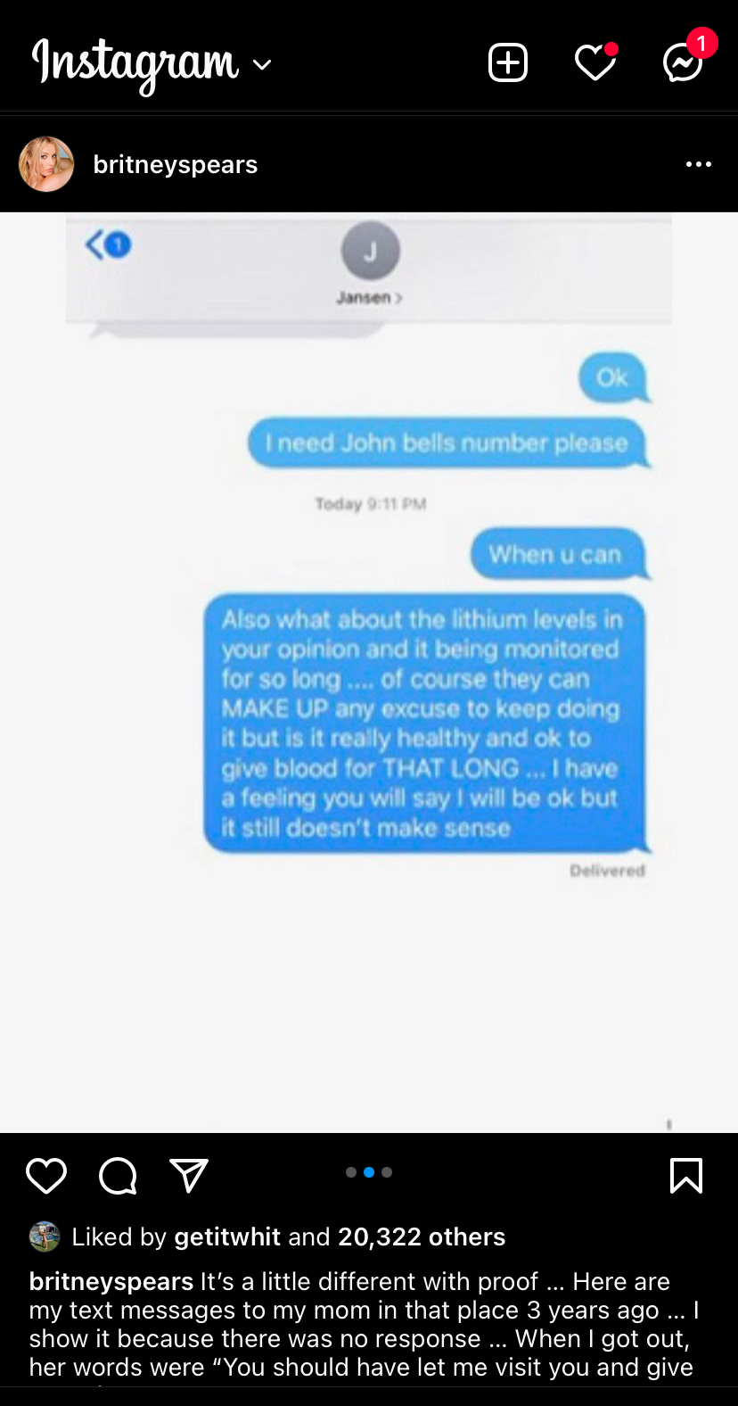Britney Spears text messages July 24, 2022