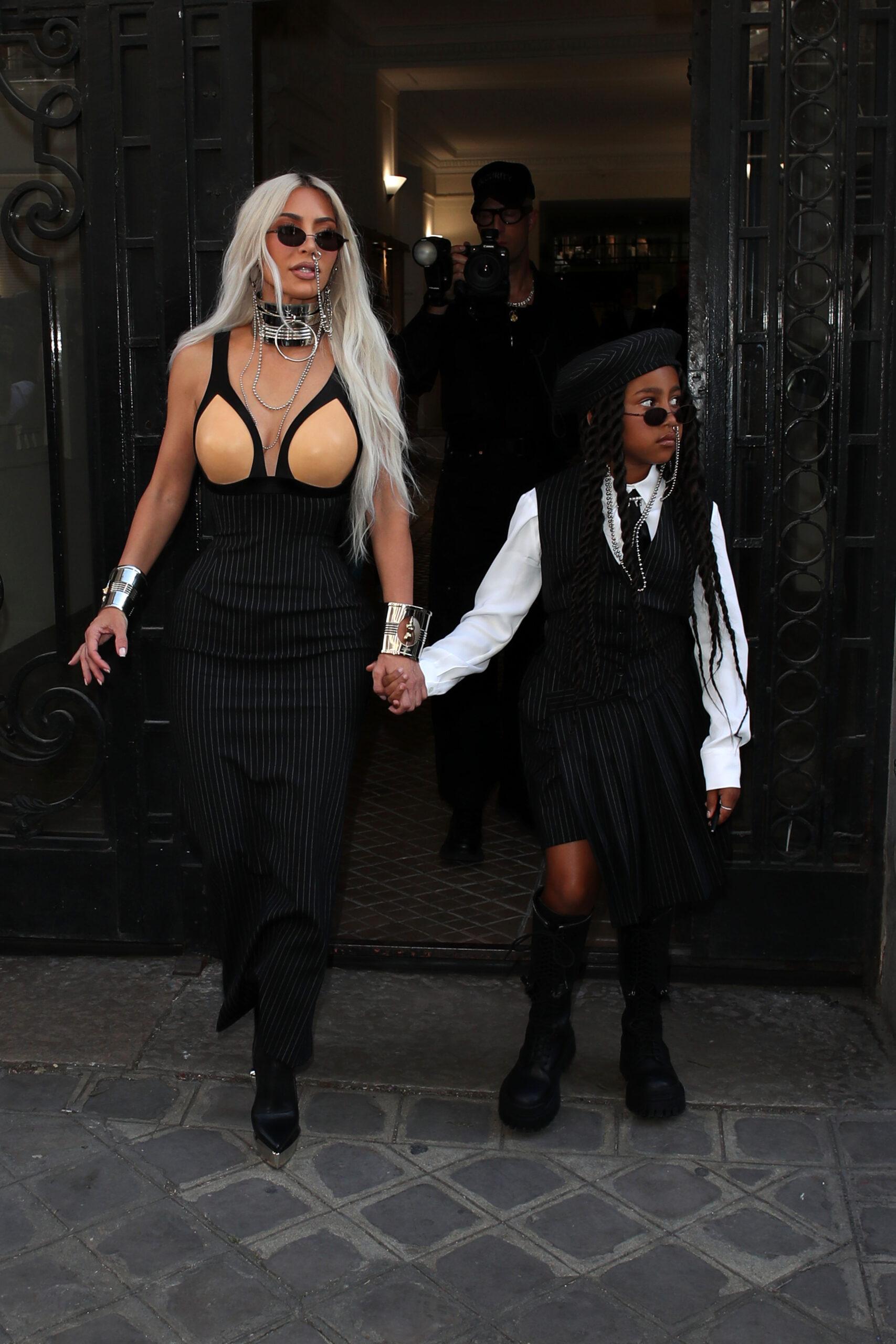 Kim Kardashian and daughter North West leave the Jean Paul Gaultier fashion show in Paris.
