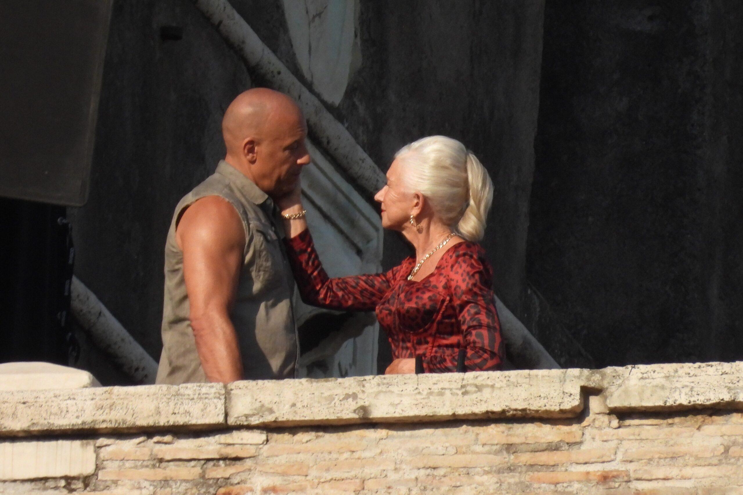 Vin Diesel and Helen Mirren filming Fast & Furious in Rome