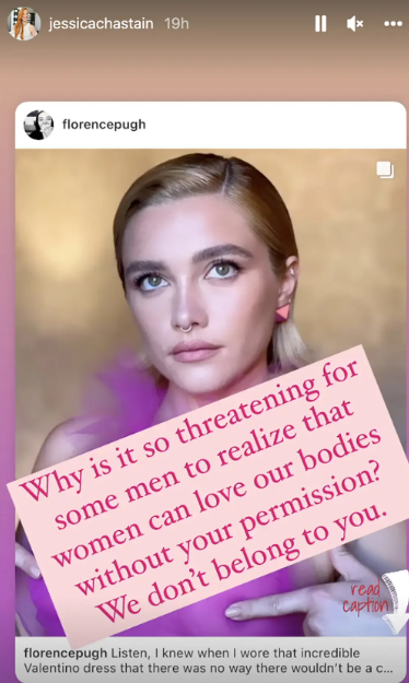 Jessica Chastain defends Florence Pugh
