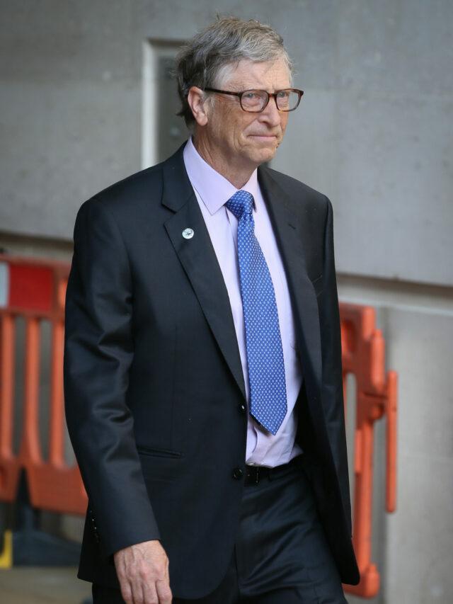 Bill Gates leaving BBC Radio Studios after being interviewed fighting against malaria - London