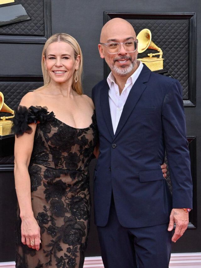 Chelsea Handler and Jo Koy arrive for the 64th annual Grammy Awards at the MGM Grand Garden Arena in Las Vegas, Nevada
