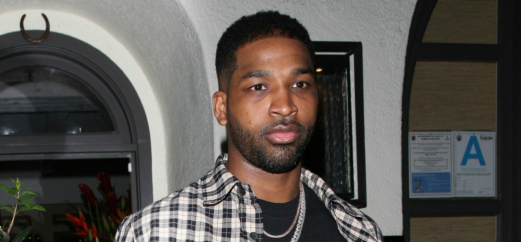 Tristan Thompson is seen leaving Madeo restaurant after having dinner with friends