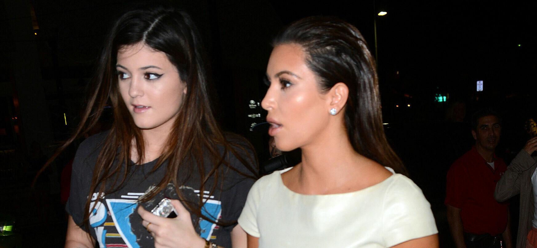 Kim Kardashian arrives with sisters Kylie Jenner and Kourtney Kardashian to have dinner at Prime 112 in Miami Beach
