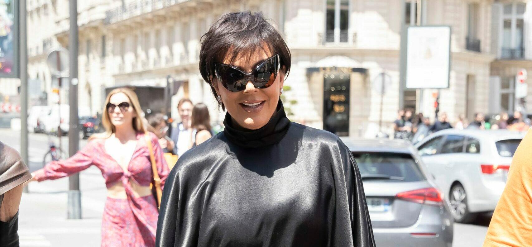 Kris Jenner leaving Restaurant L apos avenue and go to Dior Shop during Paris Fashion Week