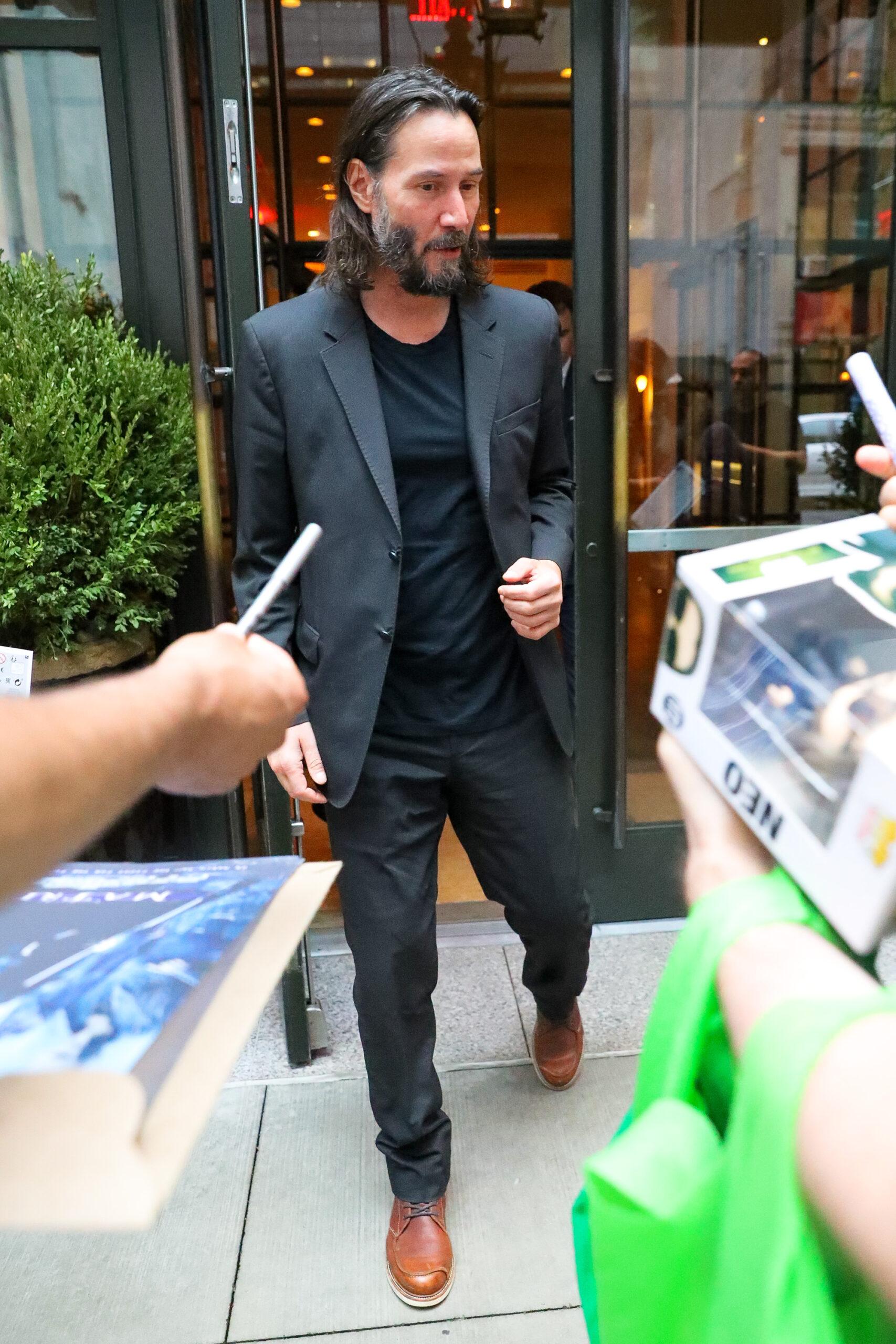 Keanu Reeves and girlfriend Alexandra Grant seen leaving their hotel in New York City