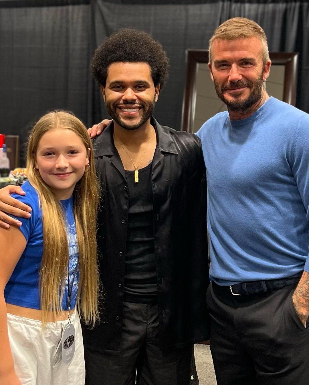David and Harper Beckam with The Weeknd