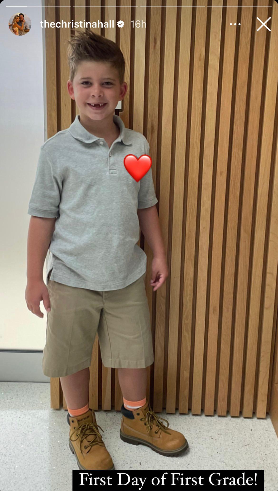 A portrait of Christina Hall's son Brayden posted on her Instagram story