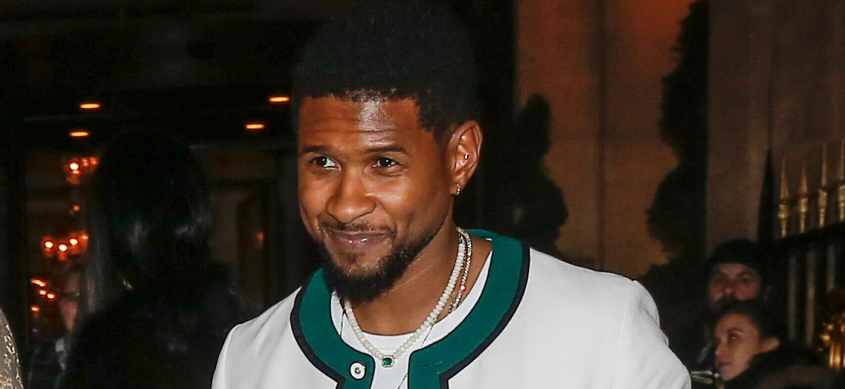 Usher leaving CR Fashion Book X Redemption party during Paris Fashion Week 2020