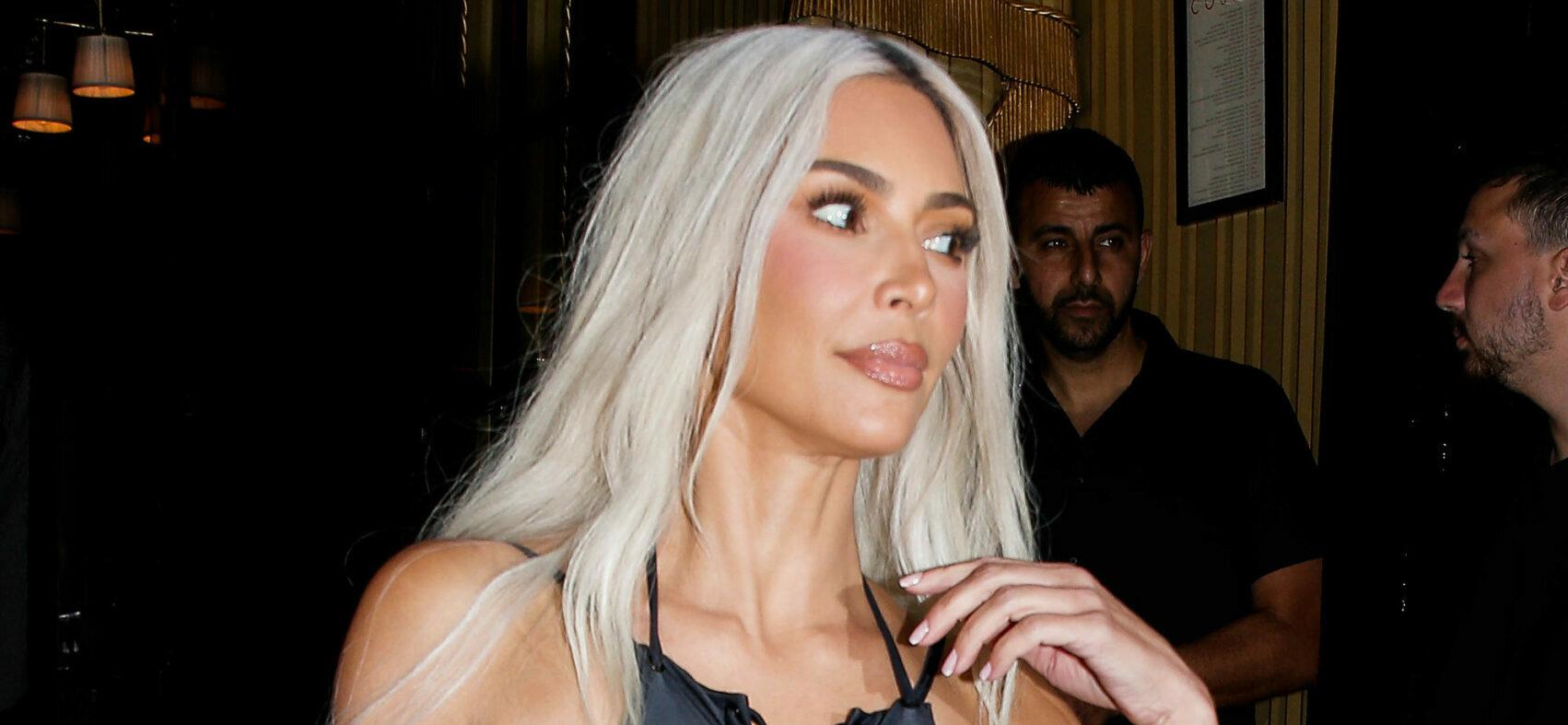 Kim Kardashian, North West and Ryan leaving Costes restaurant in Paris during Paris Fashion Week