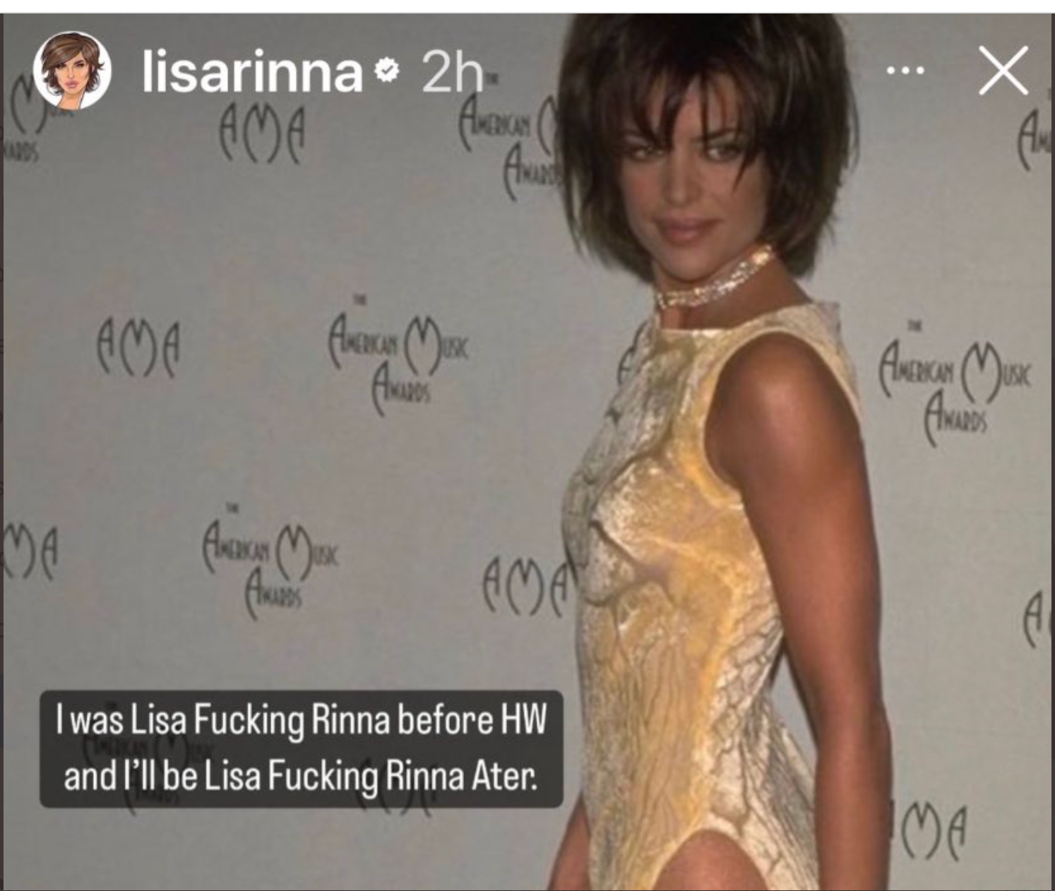 Lisa Rinna wearing a gold dress on the red carpet