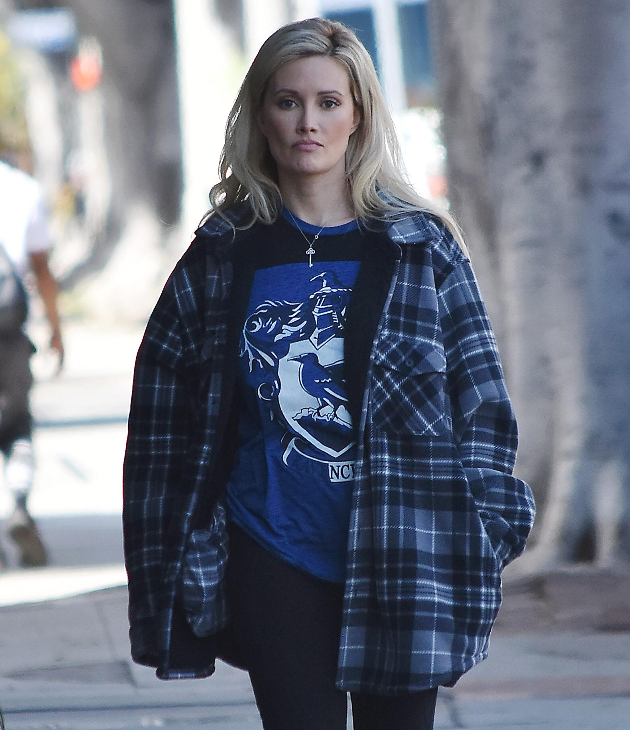 Holly Madison goes out for a walk in Studio City