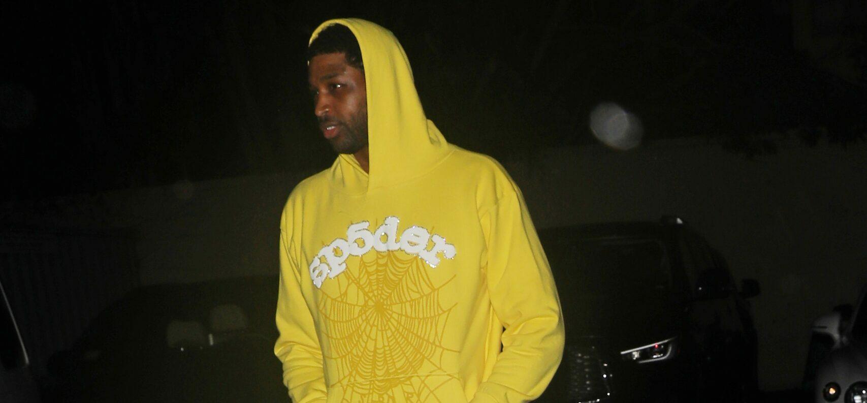 Tristan Thompson sports all yellow as he parties at Nightingale Plaza night club with friends