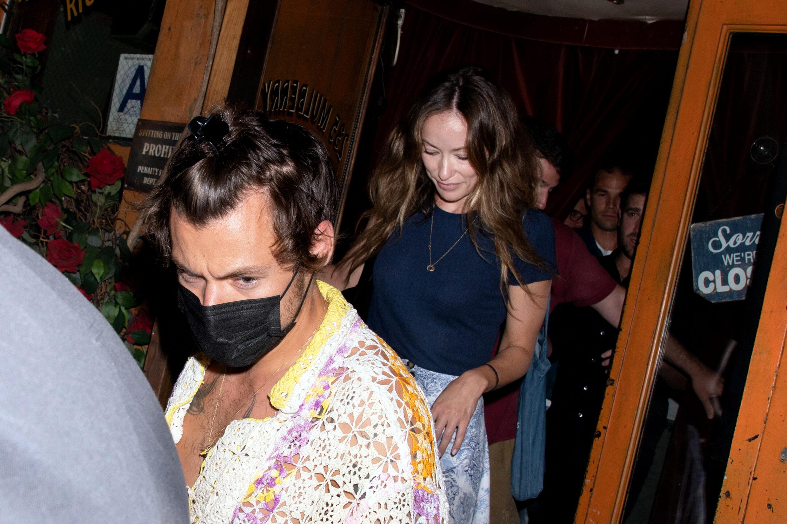 Harry Styles and Olivia Wilde Exit Rubirosa Restaurant in NYC