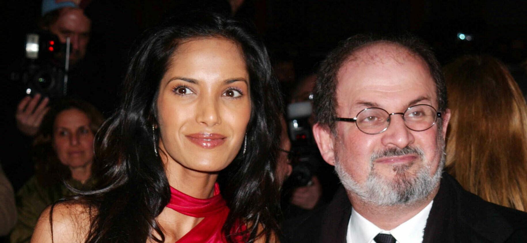 Padma Lakshmi and Salman Rushdie at the premiere of "The Hours"