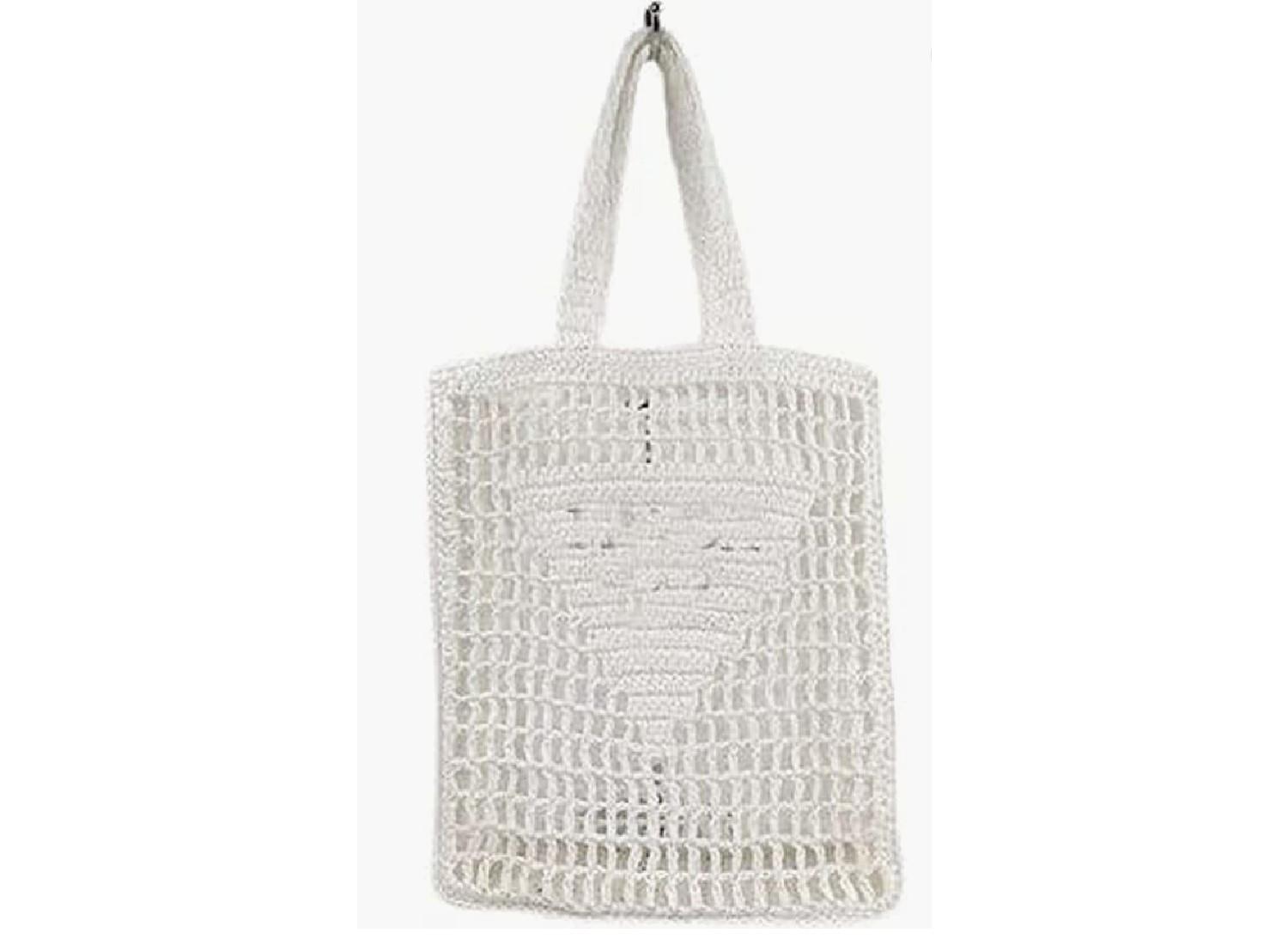 A white straw bag.