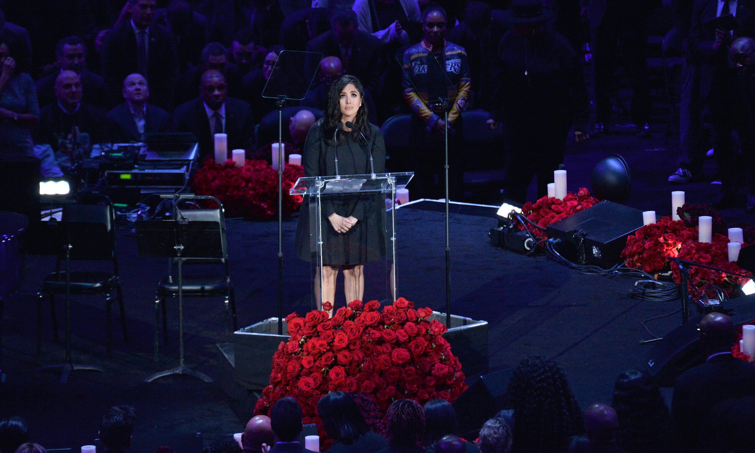 Vanessa Bryant speaks at the Kobe and Gianna Bryant memorial ceremony in Los Angeles