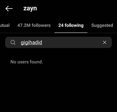 Zayn Unfollows Gigi Hadid