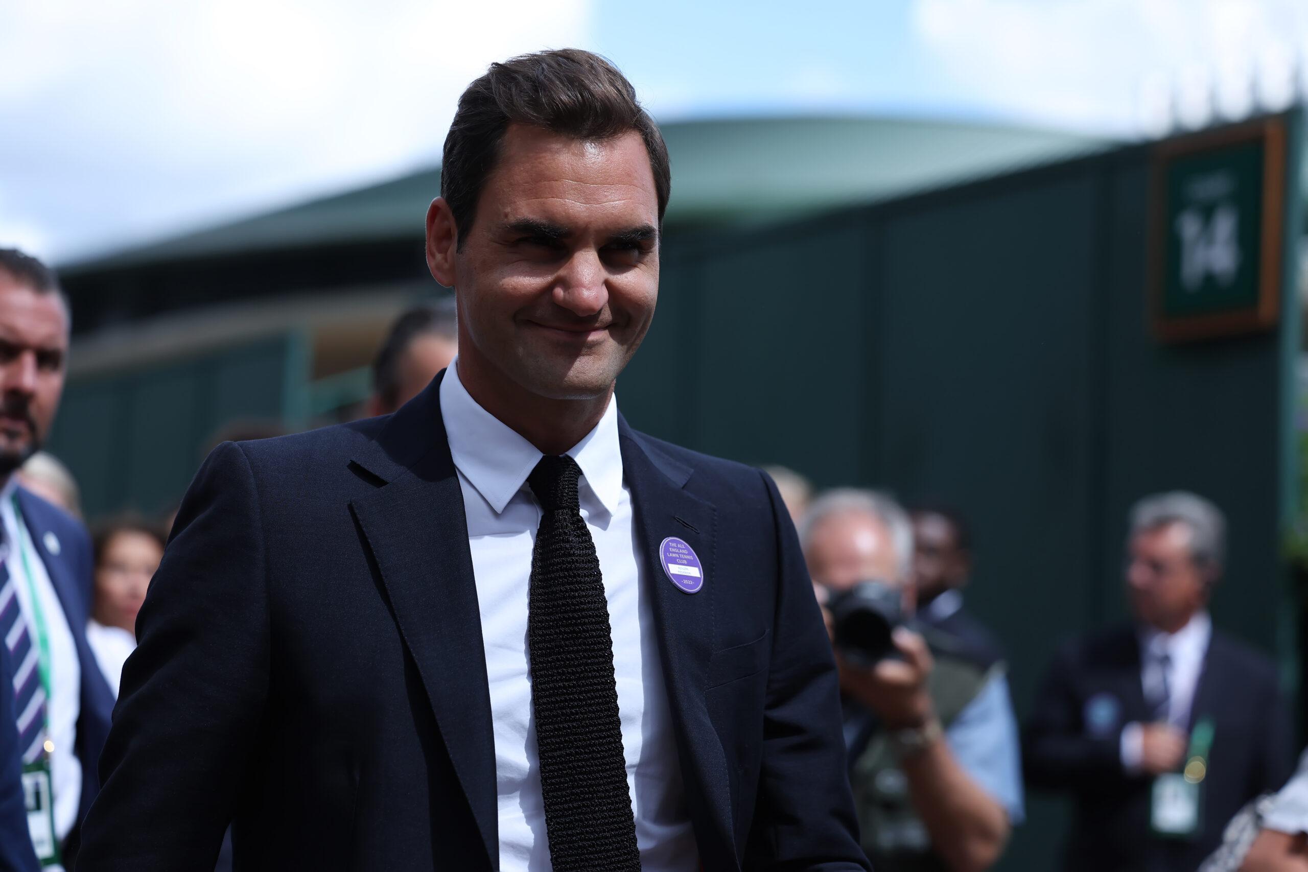 Roger Federer at the 2022 Wimbledon Tennis Tournament Jul 3rd