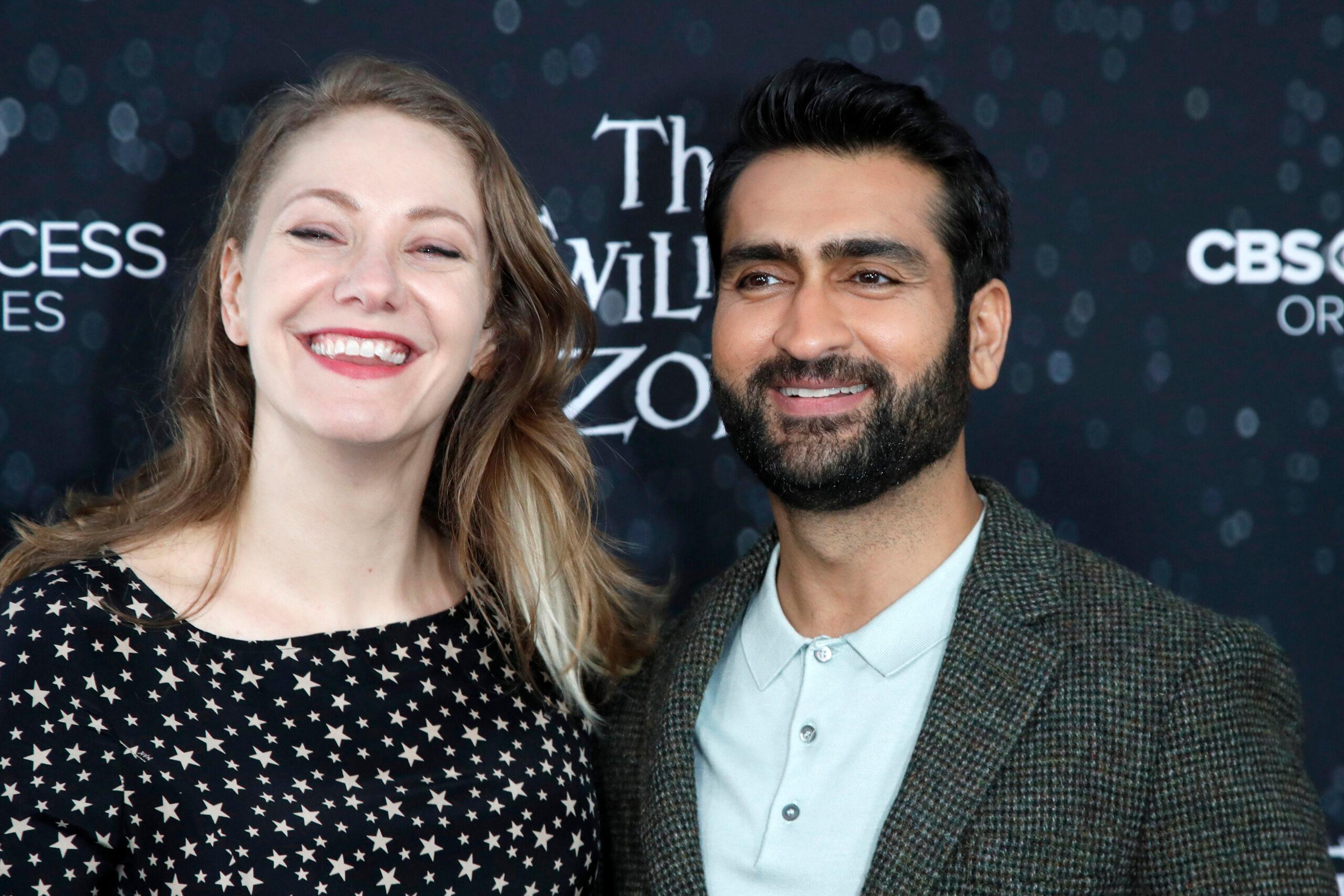 Emily V. Gordon, Kumail Nanjiani at "The Twilight Zone" Premiere at the Harmony Gold Theater on March 26, 2019 in Los Angeles, CA