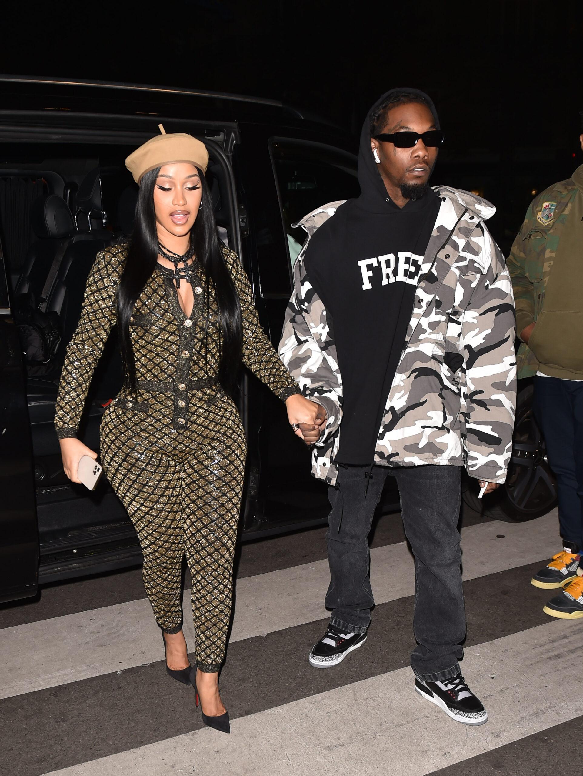 Cardi B amp Boyfriend Offset are seen arriving at the Grey Goose cocktail party hosted by Carine Roitfeld