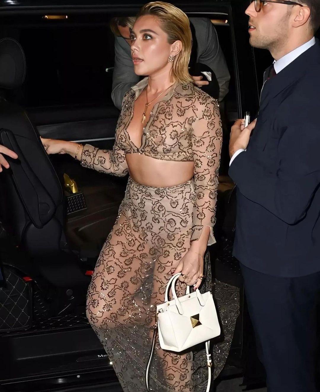 Florence Pugh in sheer Valentino dress