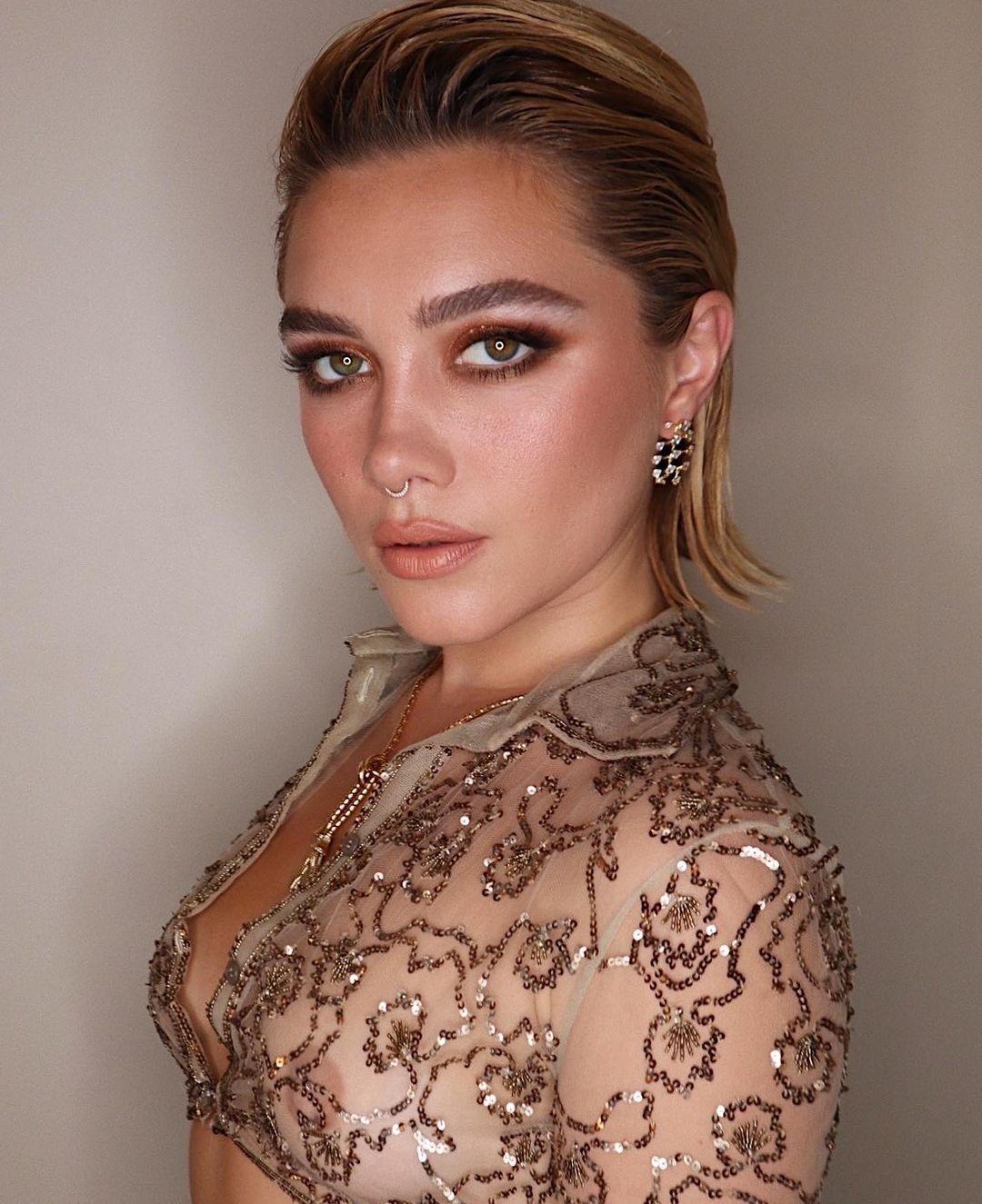 Florence Pugh in sheer Valentino dress
