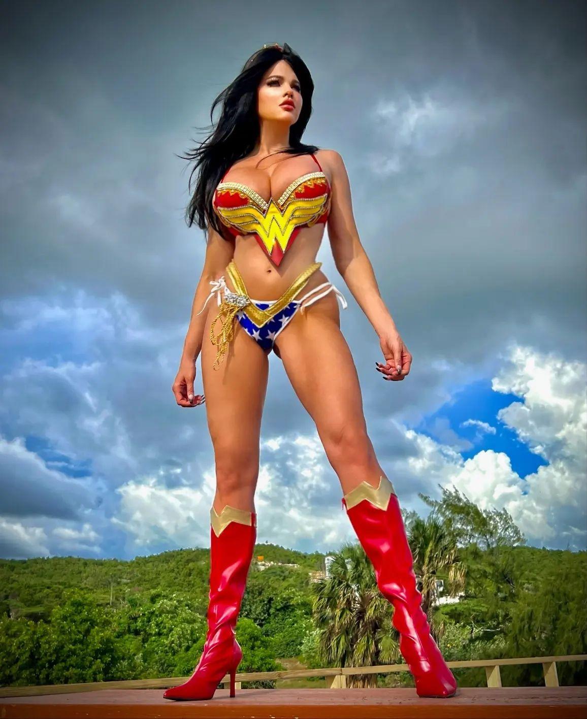 Dana Hamm dresses as Wonder Woman for Halloween 