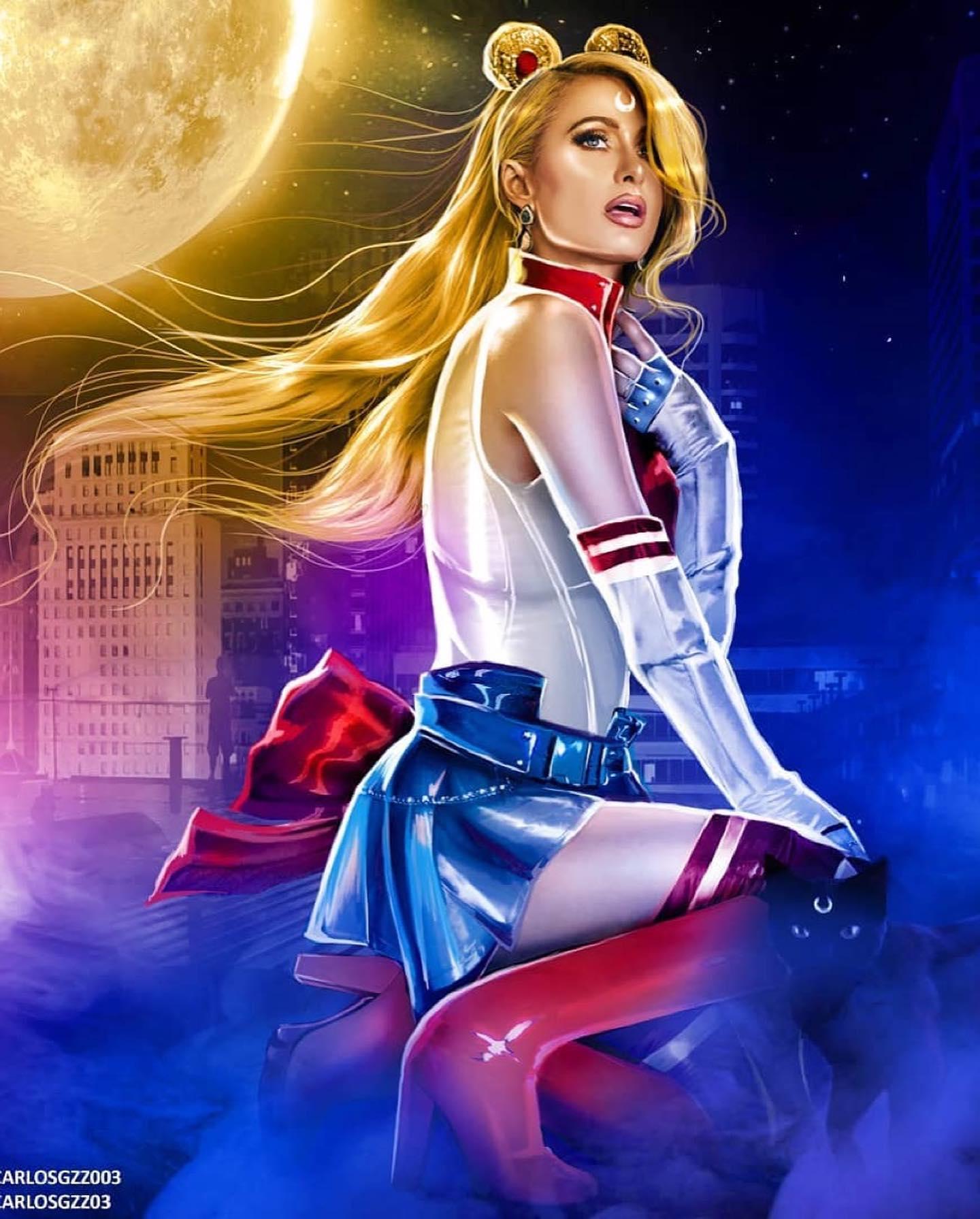 Paris Hilton dresses as Sailor Moon for Halloween