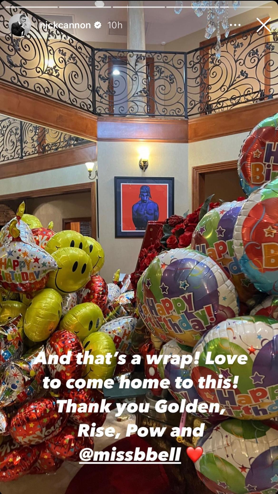 Nick Cannon shows off balloon gifts received on his 42nd birthday