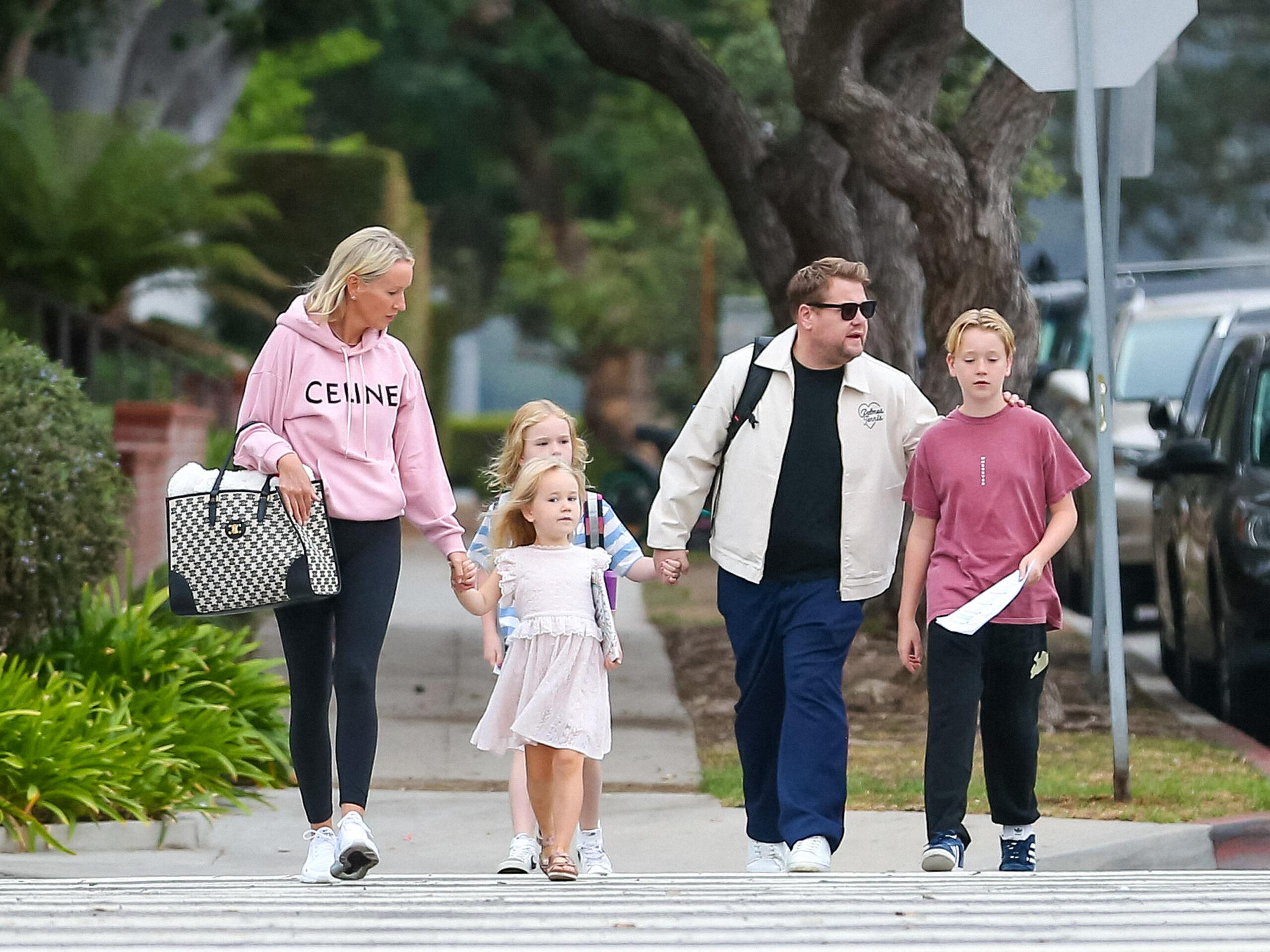 James Corden and family runs errands in West Hollywood