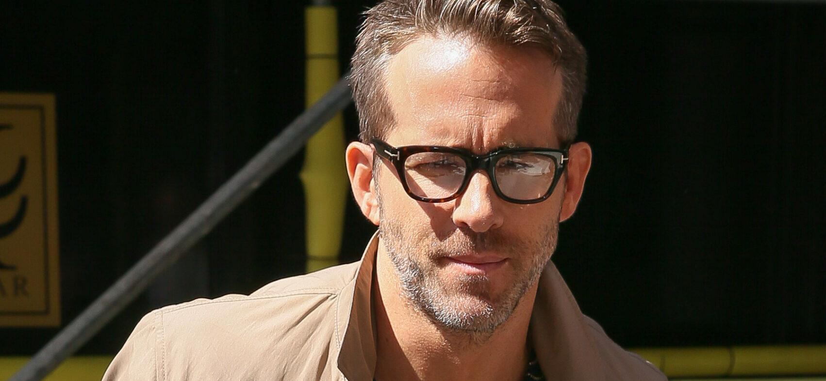 Ryan Reynolds leaving Bauer Radio Studios after promoting his new film Deadpool 2 - London