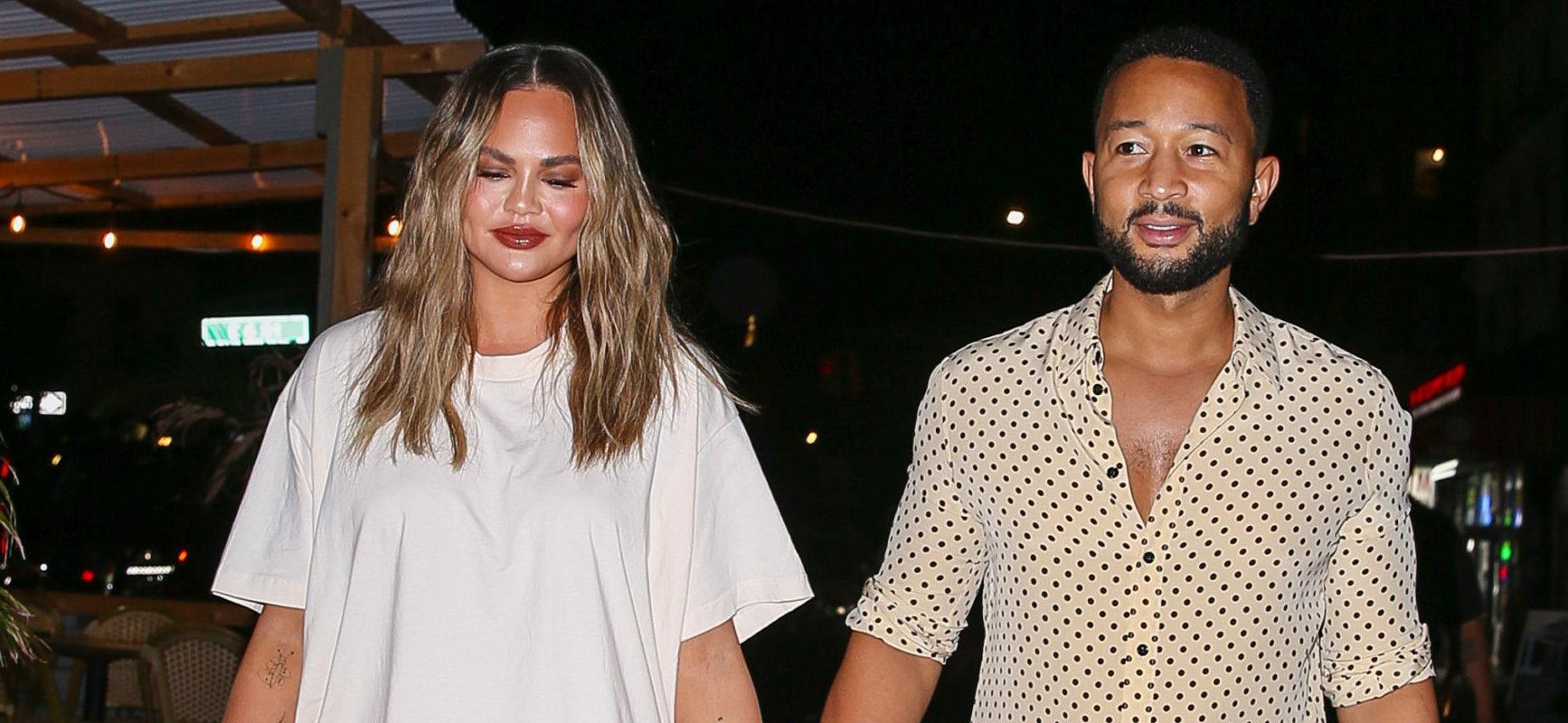 Chrissy Teigen and John Legend they look all happy as heading out for dinner in New York City on Aug 19 2021