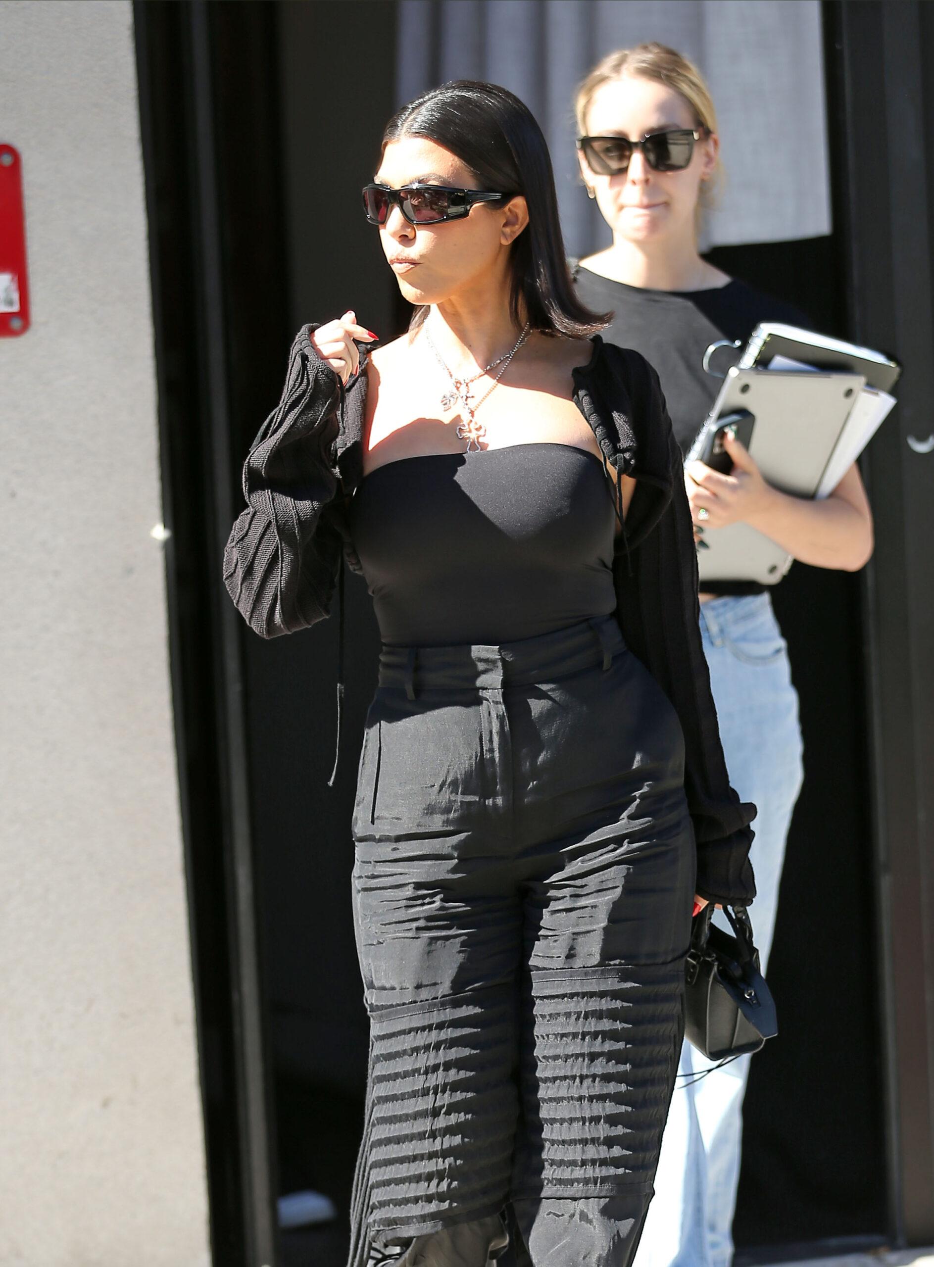 Kourtney Kardashian is seen leaving boohoo on Melrose place