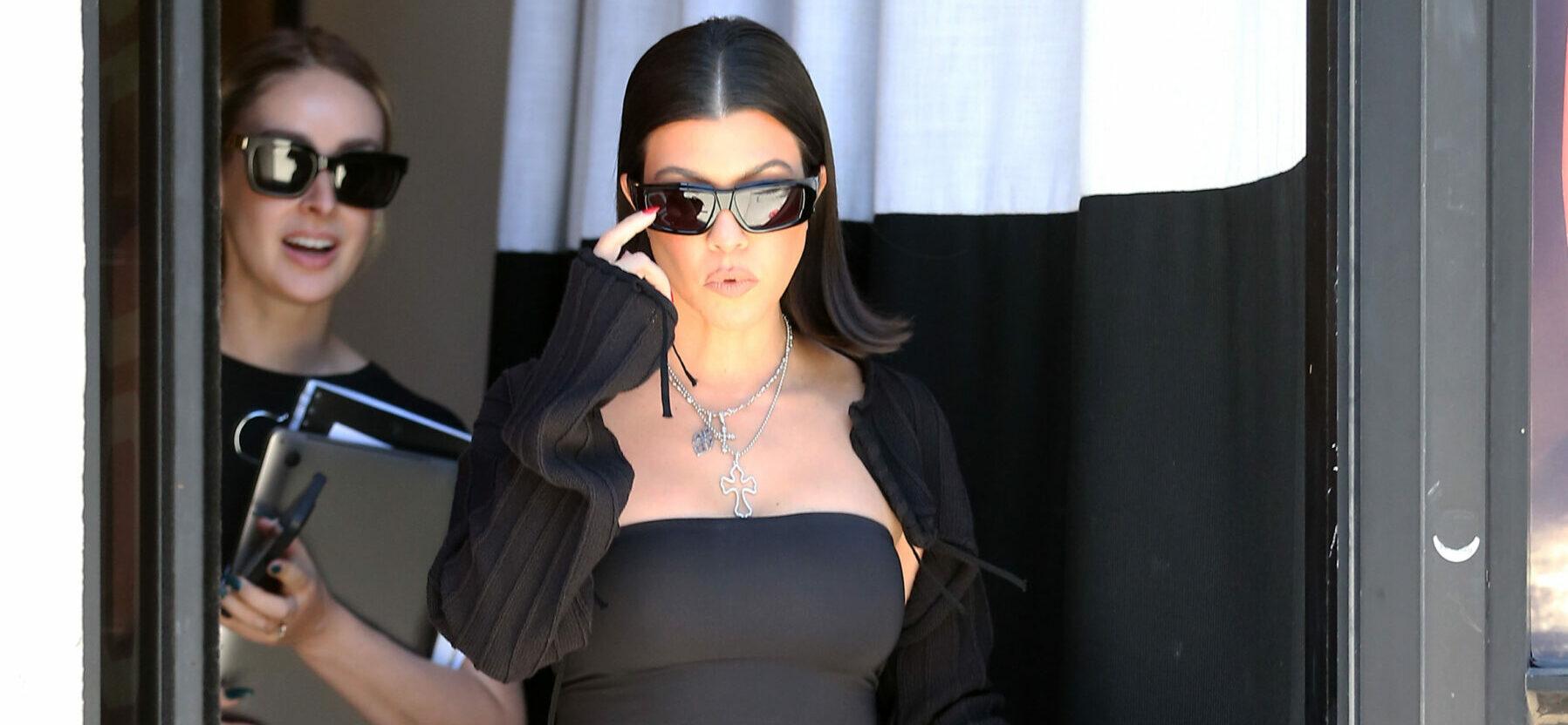 Kourtney Kardashian is seen leaving boohoo on Melrose place