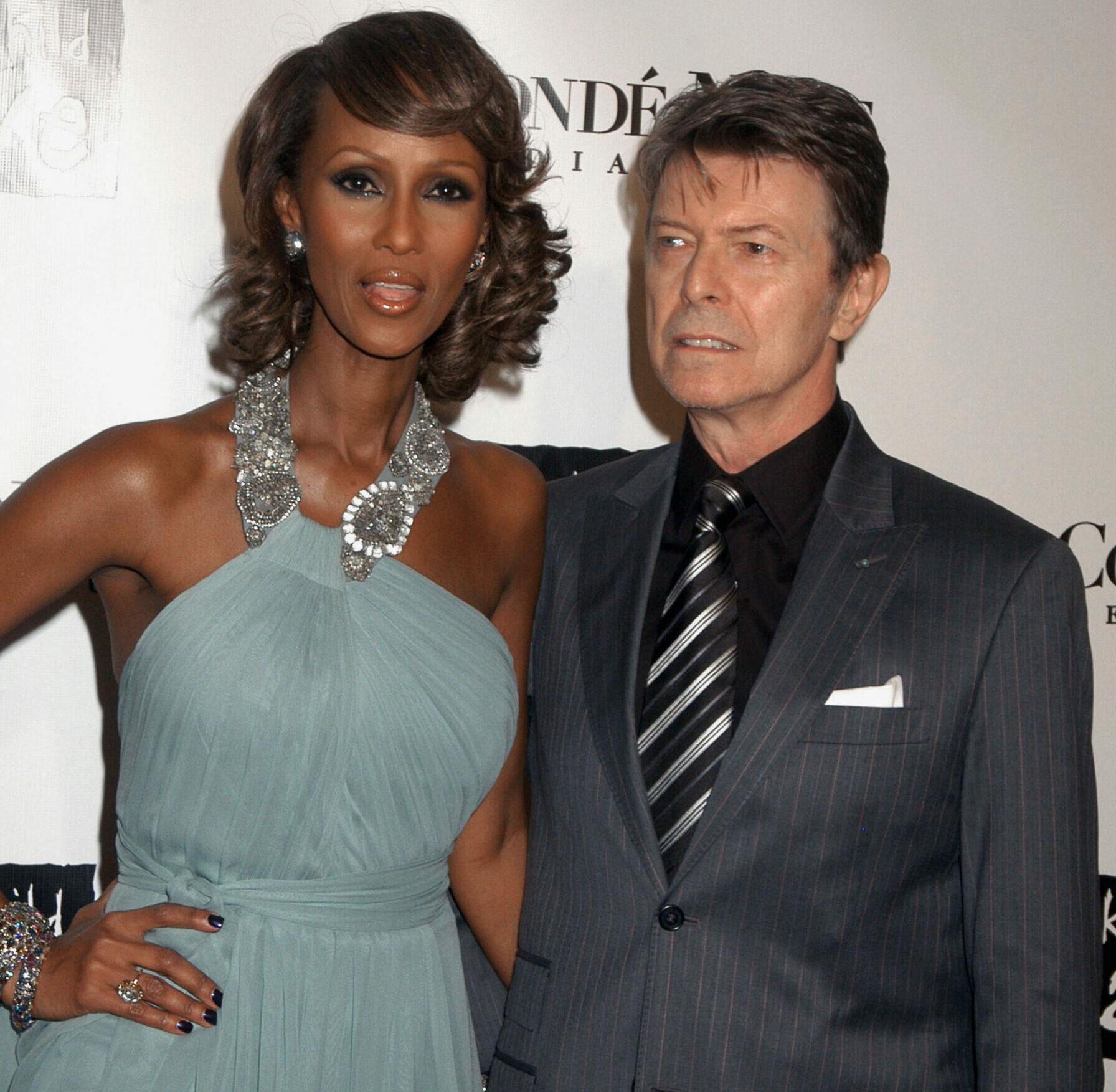 IMAN AND DAVID BOWIE AT THE FOURTH ANNUAL BLACK BALL CONCERT FOR KEEP A CHILD ALIVE, HELD AT HAMMERSTEIN BALLROOM, NEW YORK. 25 OCTOBER 2007.