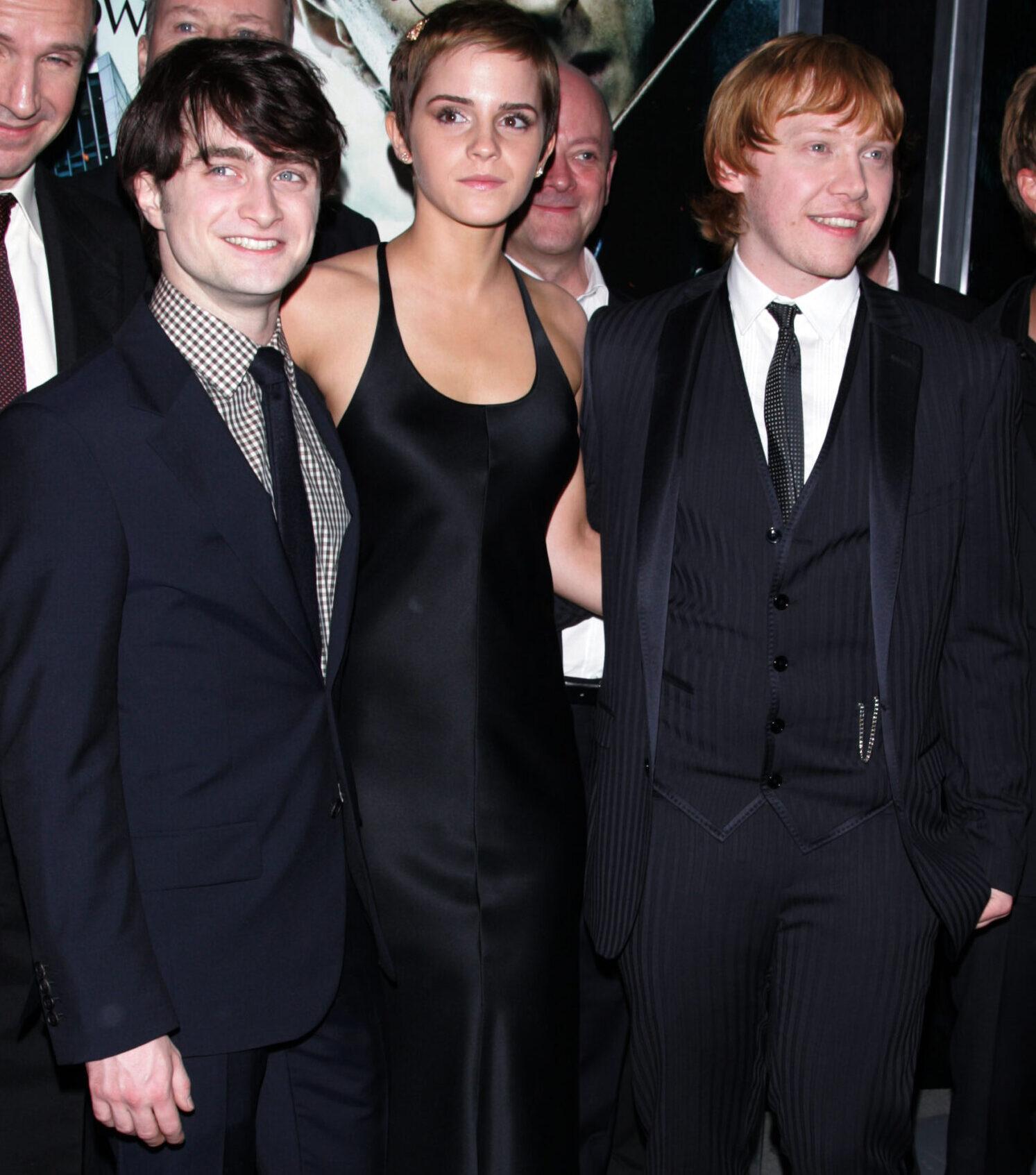 Daniel Radcliffe, Emma Watson, Rupert Grint le Tom Fellton Fieelton Fielton "Harry Potter y sección eterna" Nueva York