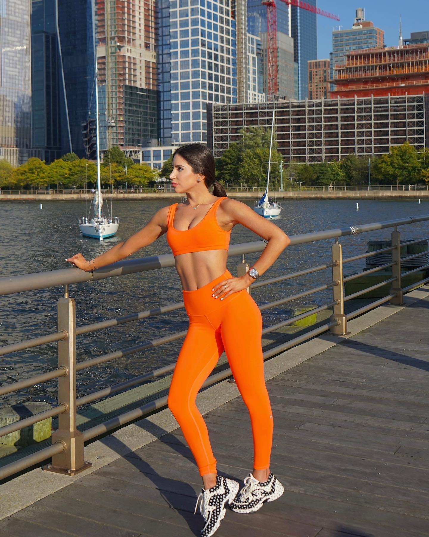 Jen Selter in NYC in orange leggings