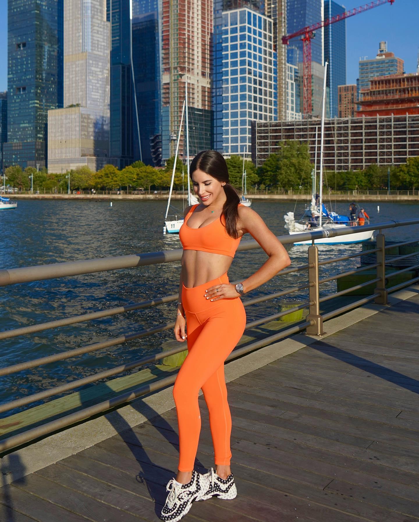 Jen Selter in NYC in orange leggings