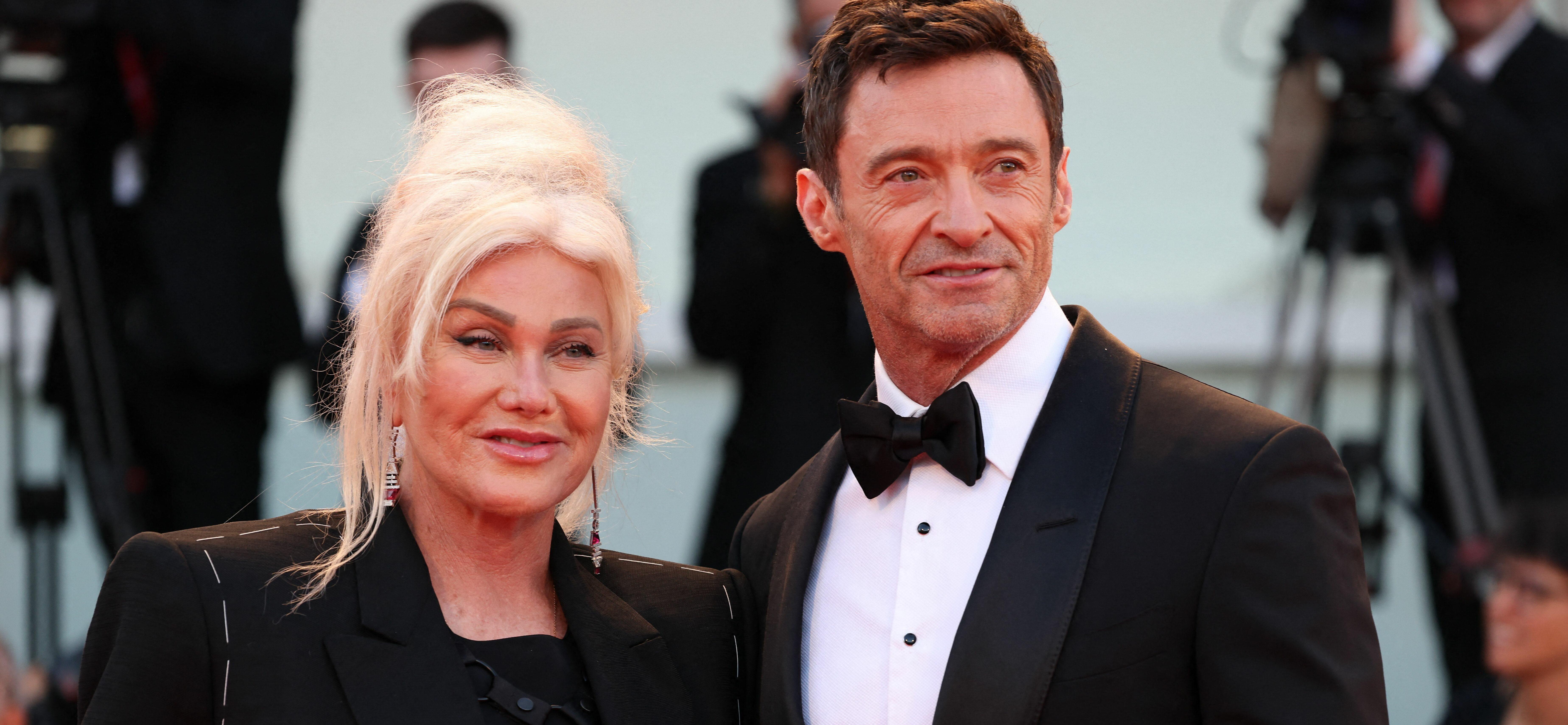 Hugh Jackman and Deborra-Lee Furness attend "The Son" red carpet at the 79th Venice International Film Festival
