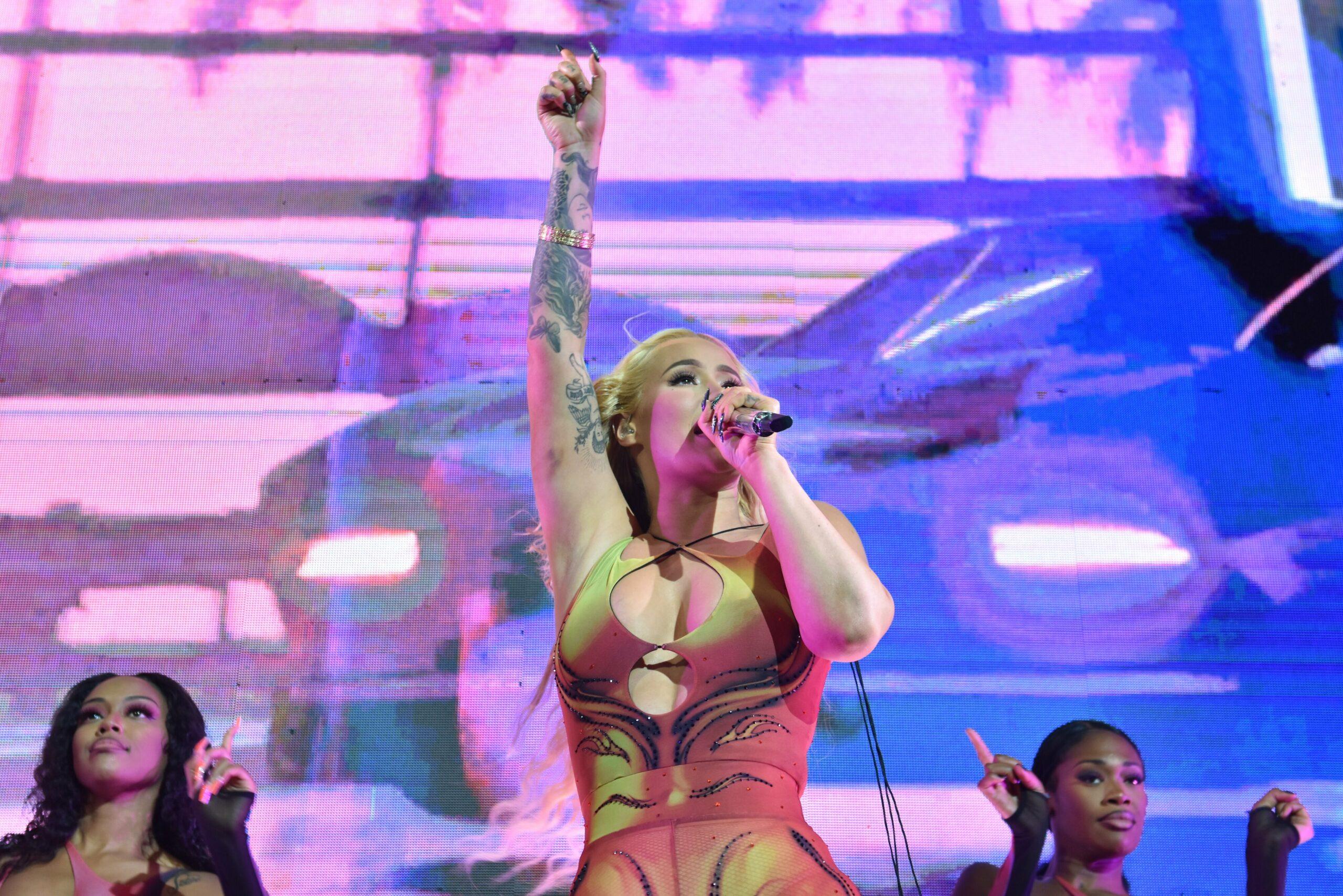Iggy Azalea and Pitbull perform at the 2022 Can't Stop Us Now Tour in Camden, NJ.
