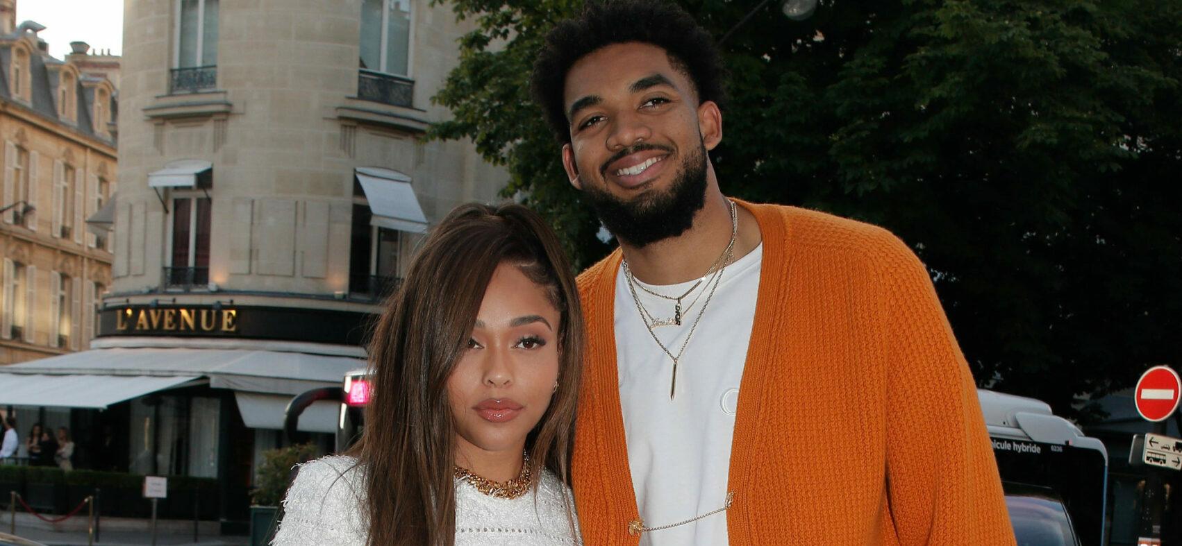 Jordyn Woods and Karl Anthony Towns are seen arriving at Dior dinner during Paris Fashion Week