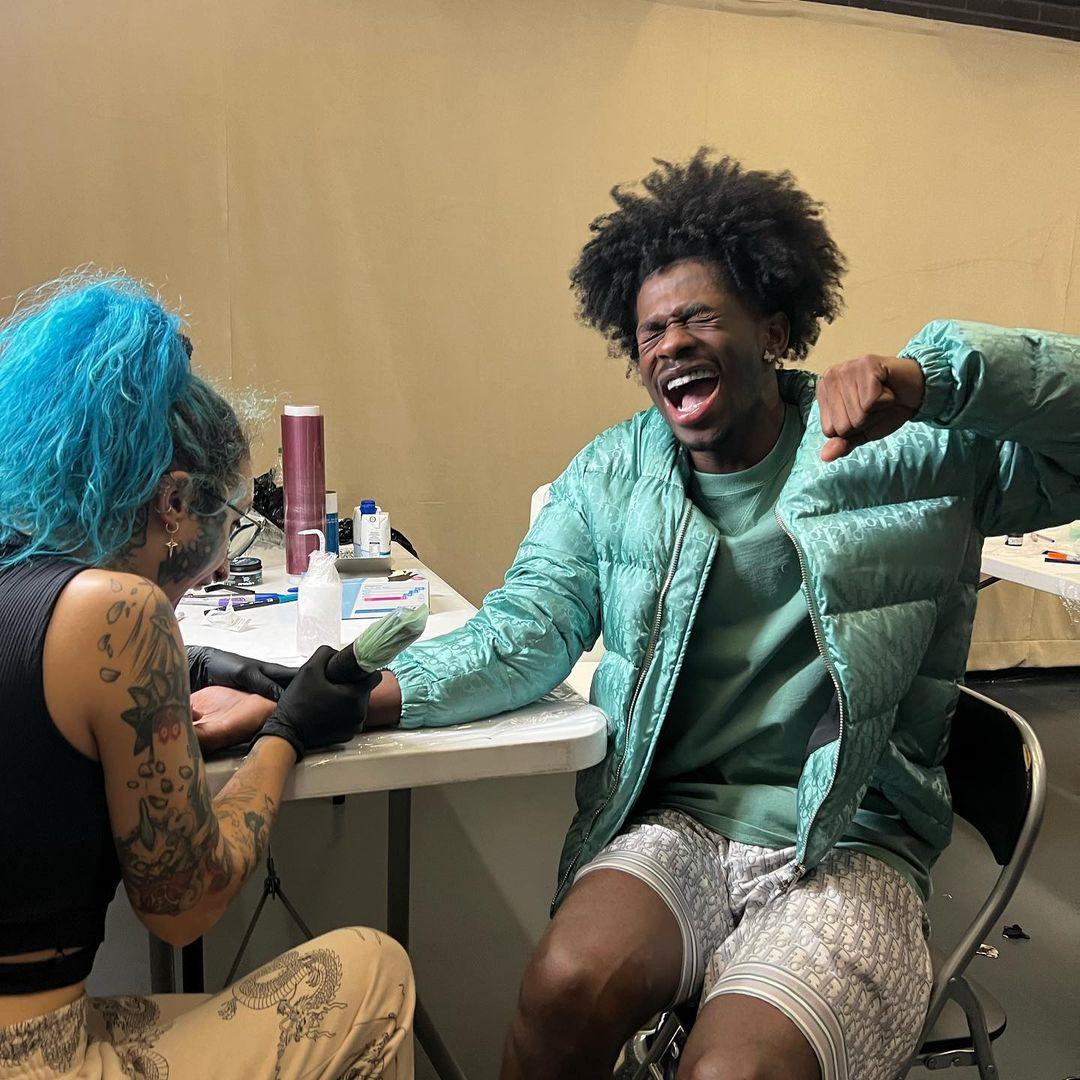 Lil Nas X gets his first tattoo ever