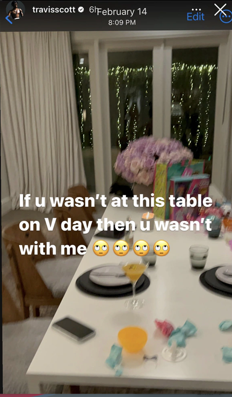 Travis Scott shows off Valetnine'sday table