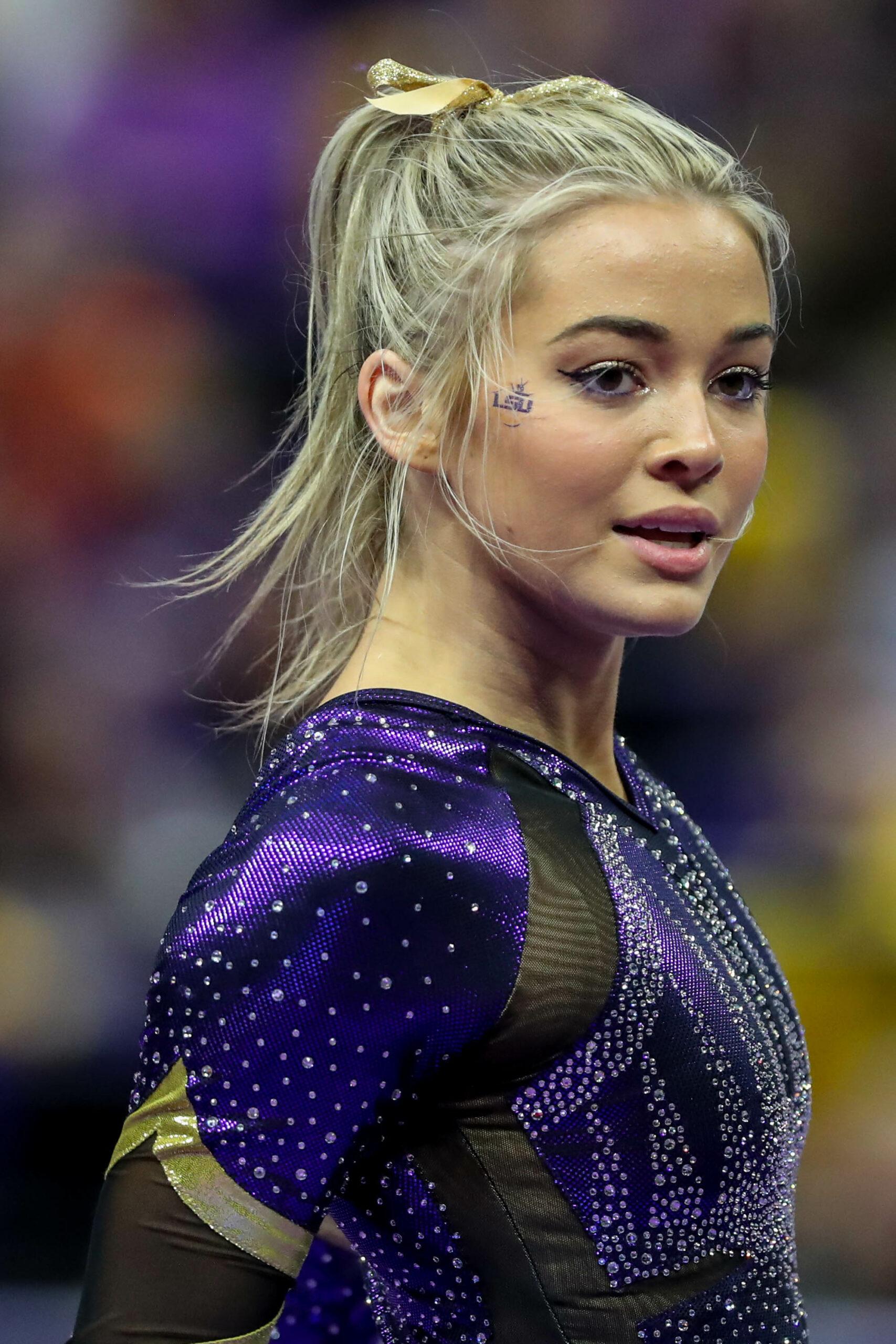 March 4, 2022: LSU's Olivia Dunne competes on her floor routine during NCAA Gymnastics action between the Kentucky Wildcats and the LSU Tigers at the Pete Maravich Assembly Center in Baton Rouge, LA. Jonathan Mailhes/CSM(Credit Image: © Jonathan Mailhes/Cal Sport Media) Newscom/(Mega Agency TagID: csmphototwo877692.jpg) [Photo via Mega Agency]