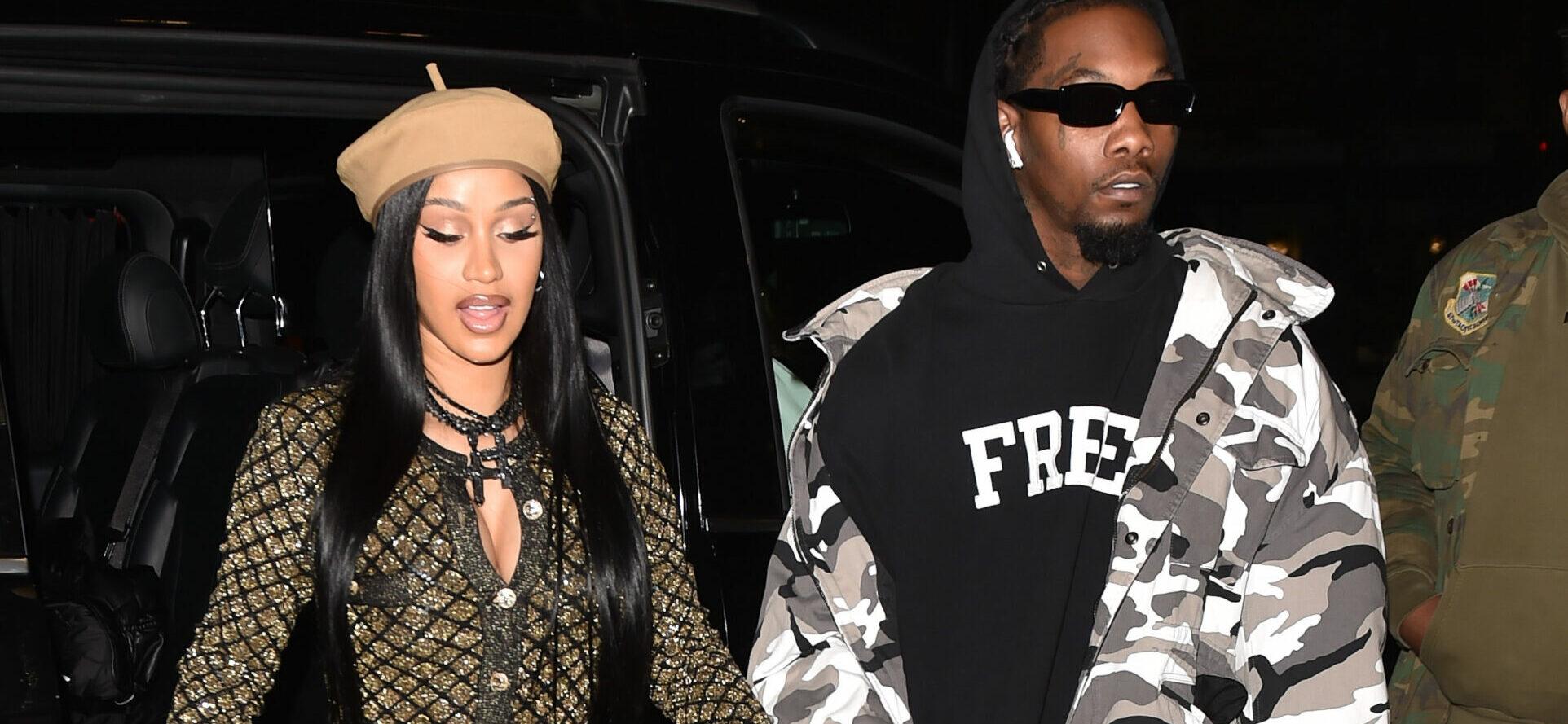 Cardi B amp Boyfriend Offset are seen arriving at the Grey Goose cocktail party hosted by Carine Roitfeld