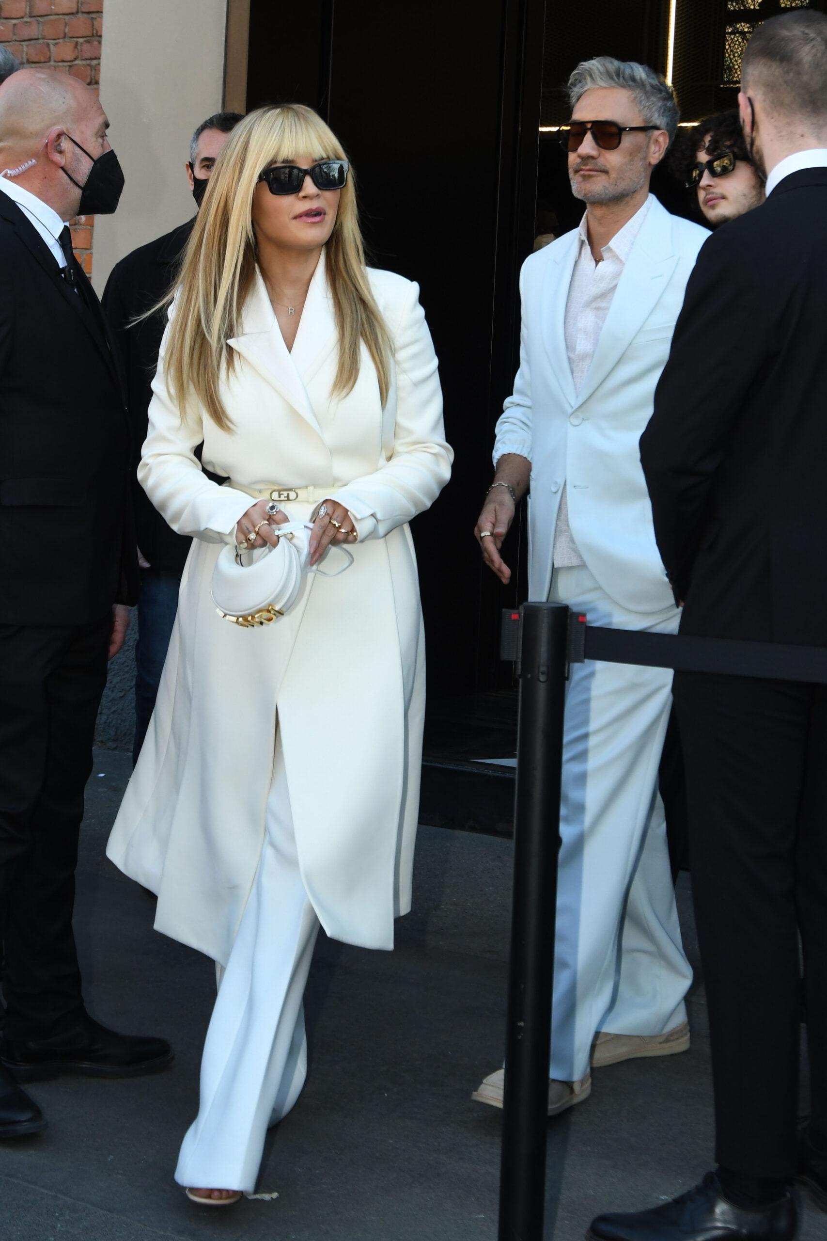 Milan Fashion Week Rita Ora and Taika Waititi Arriving At The Fendi Fashion
