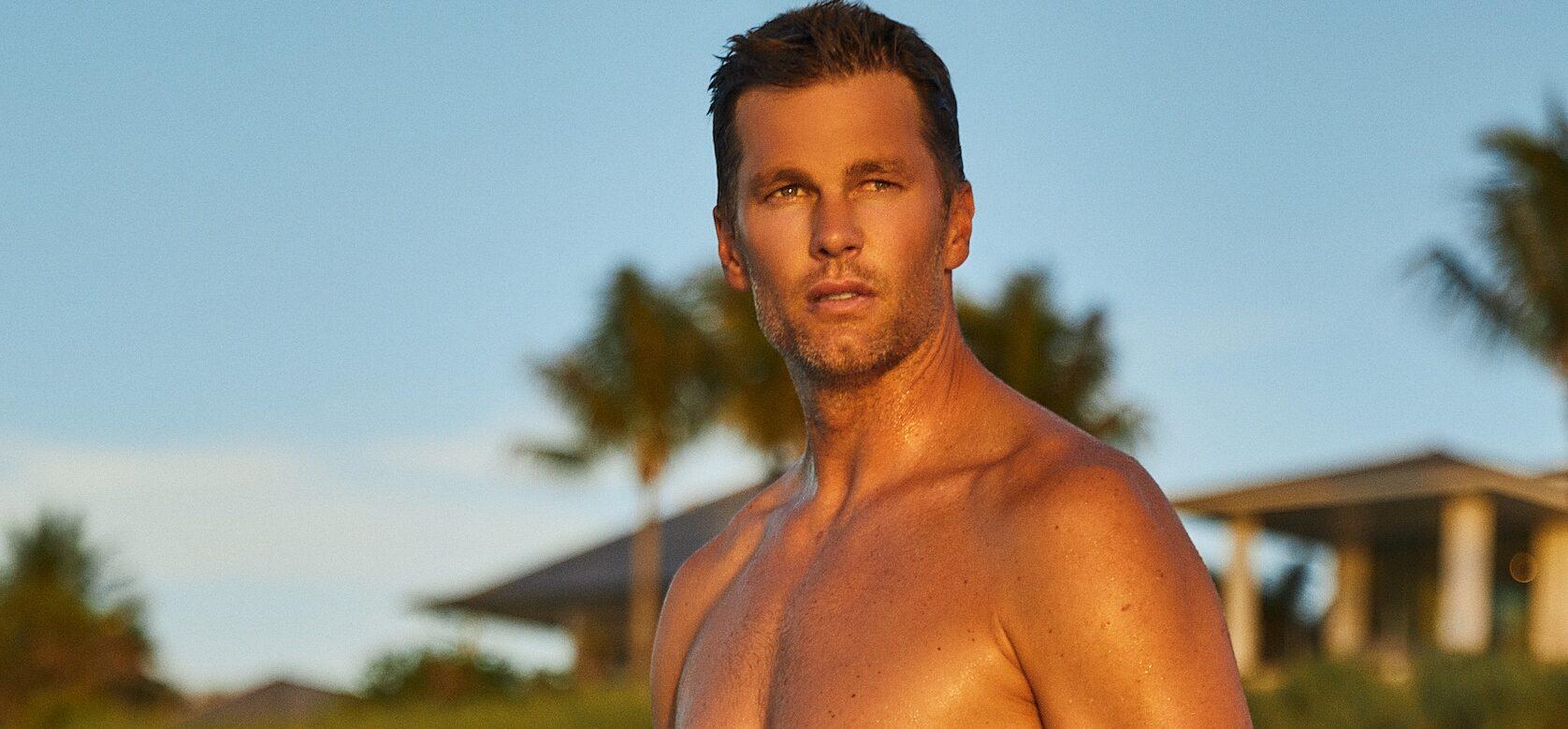 Tom Brady shows off his abs as he poses in new swimwear line