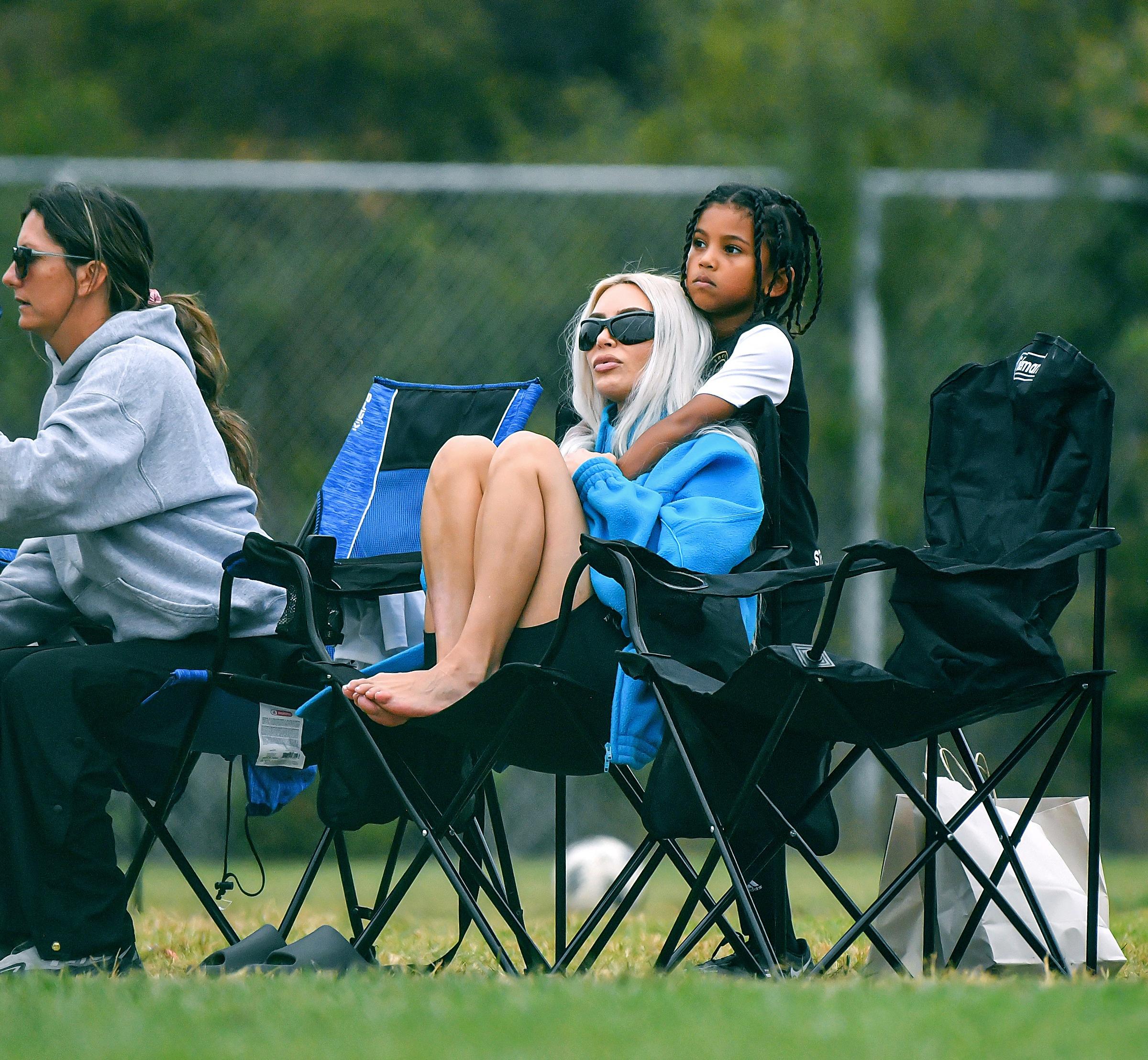 Kim Kardashian Is On Soccer Mom Duties As She Watches Her Son Saint Play His Soccer Game In Calabasas CA